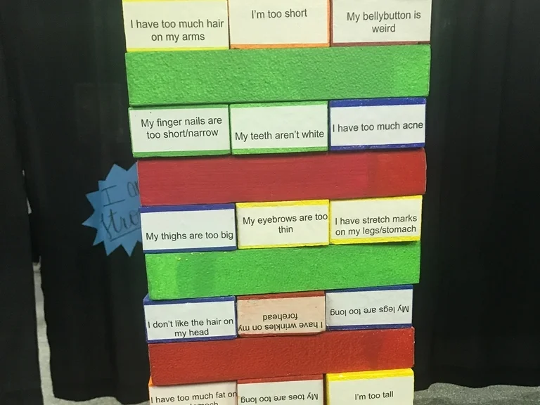 Jenga activity at body image booth