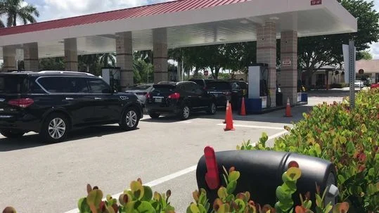 Long lines at gas stations are forming as Florida residents prepare for Hurricane Irma