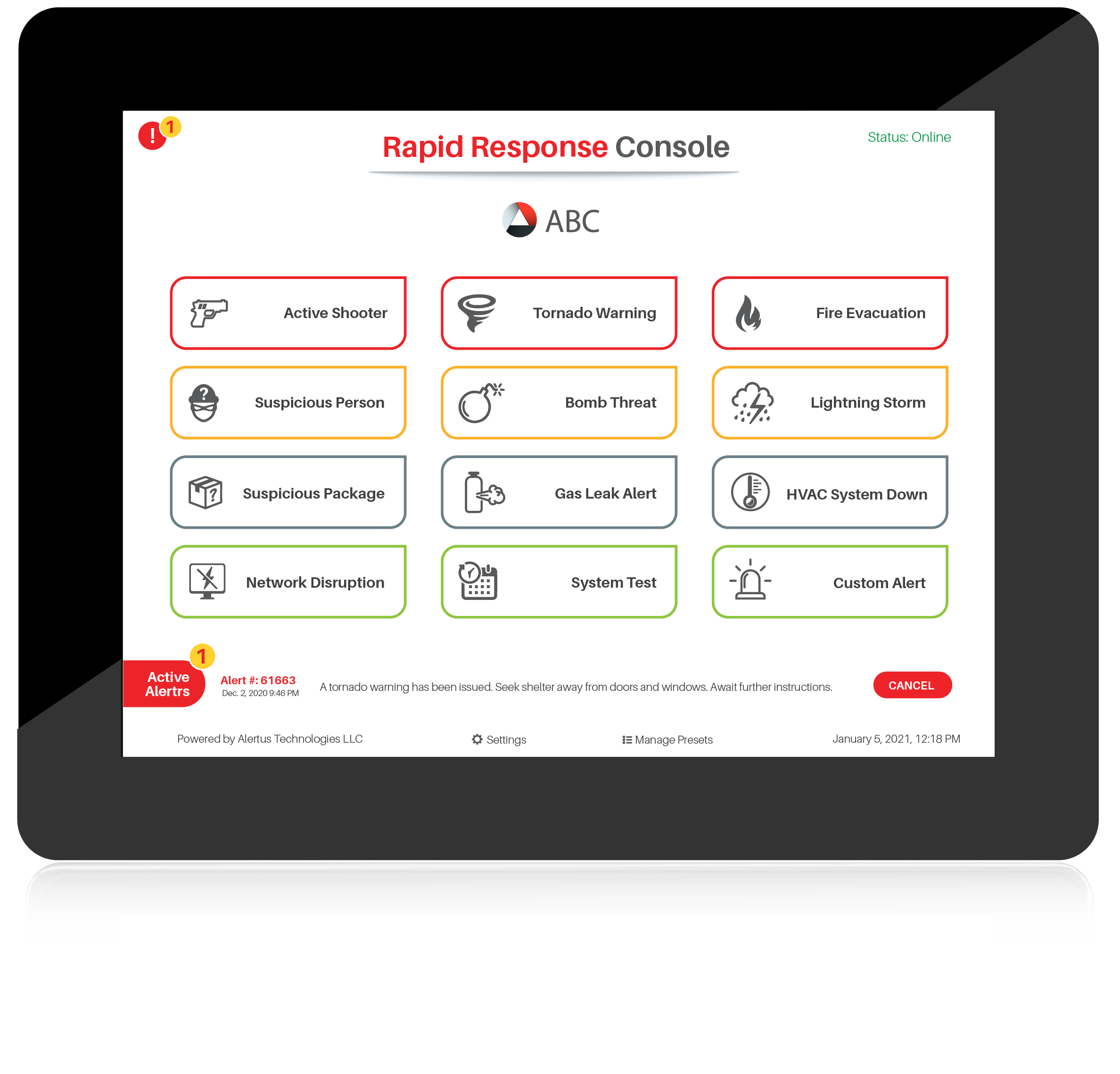 tablet based rapid response console