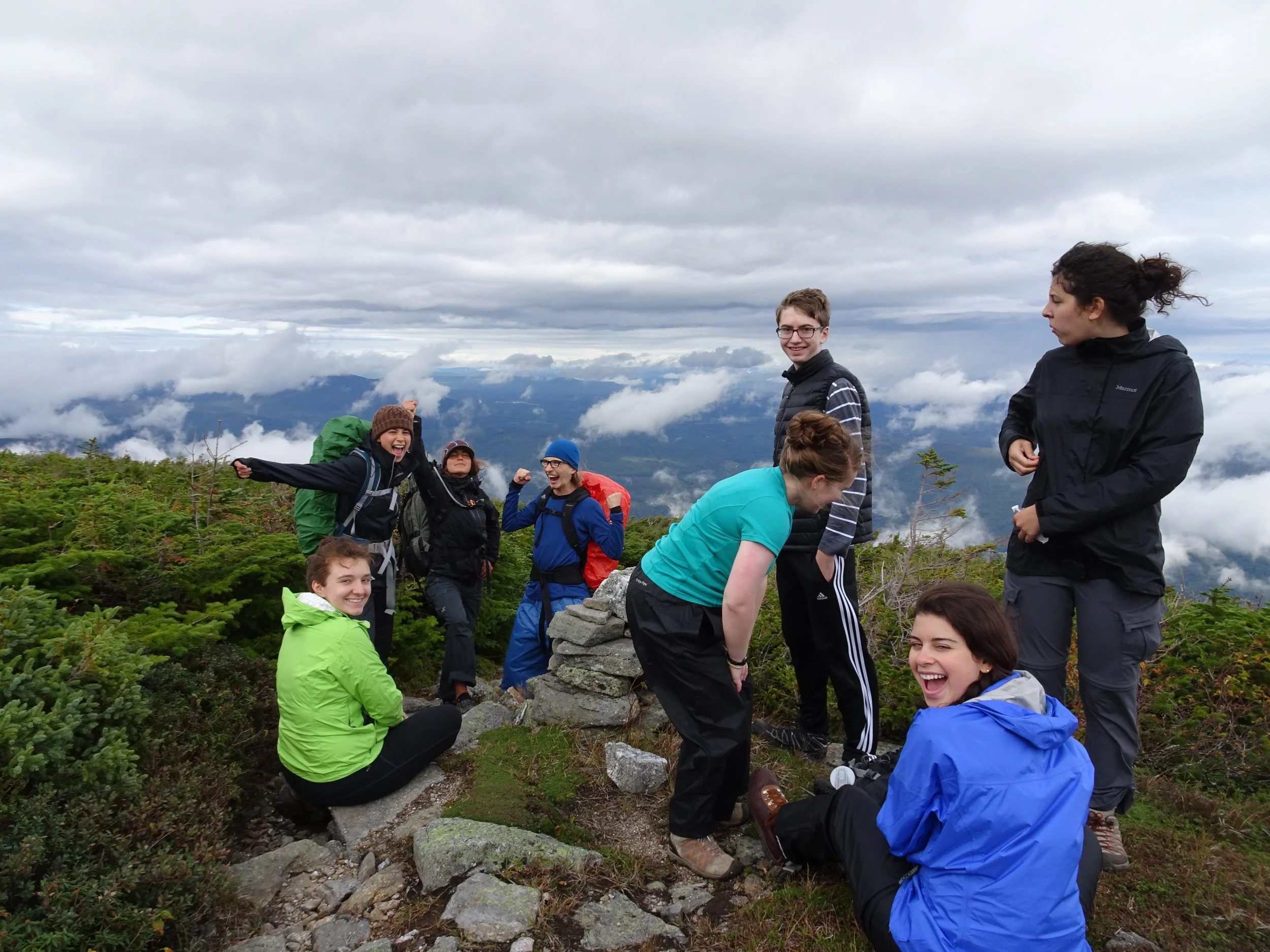 Monty with his fellow gappers on a hiking trip in the White Mountains, 2015.