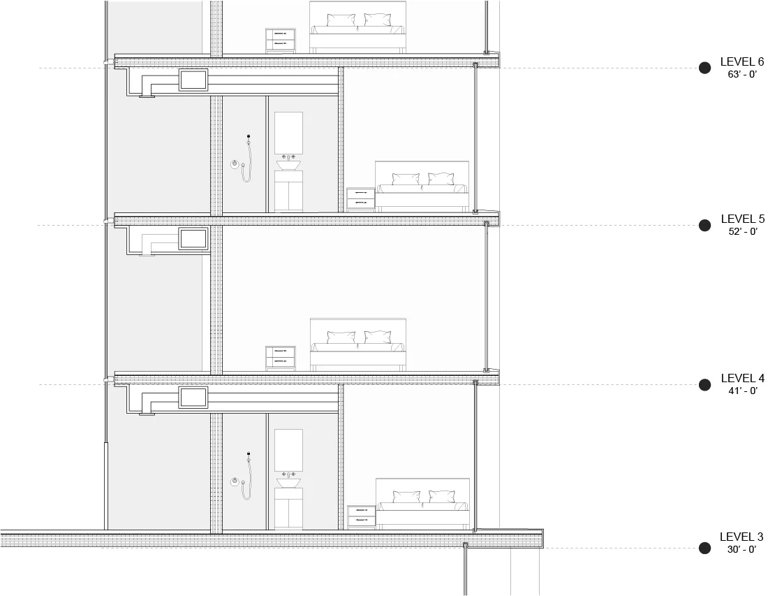 Detailed Section of Guest Rooms