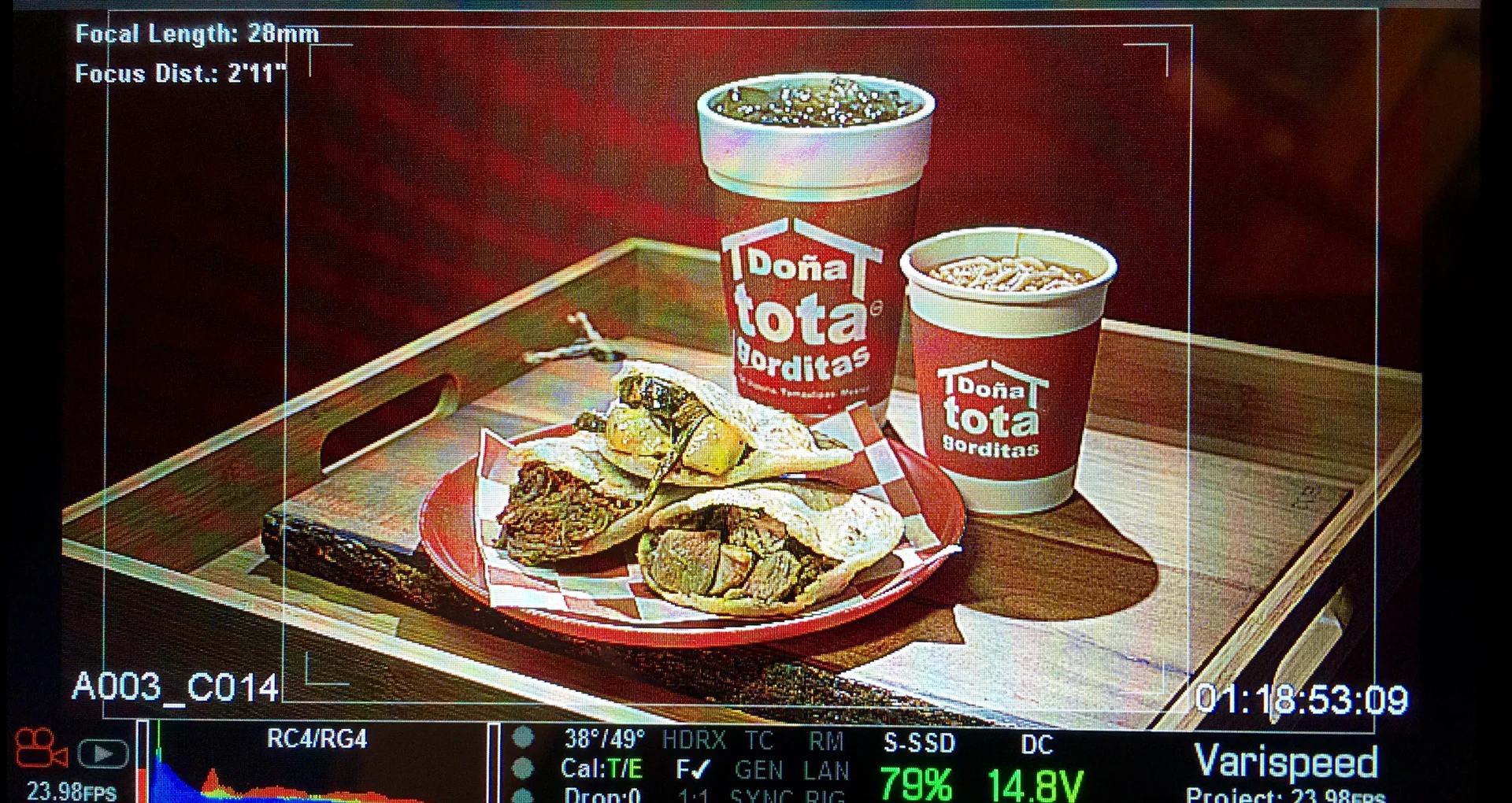 Still from our production monitor during the shoot