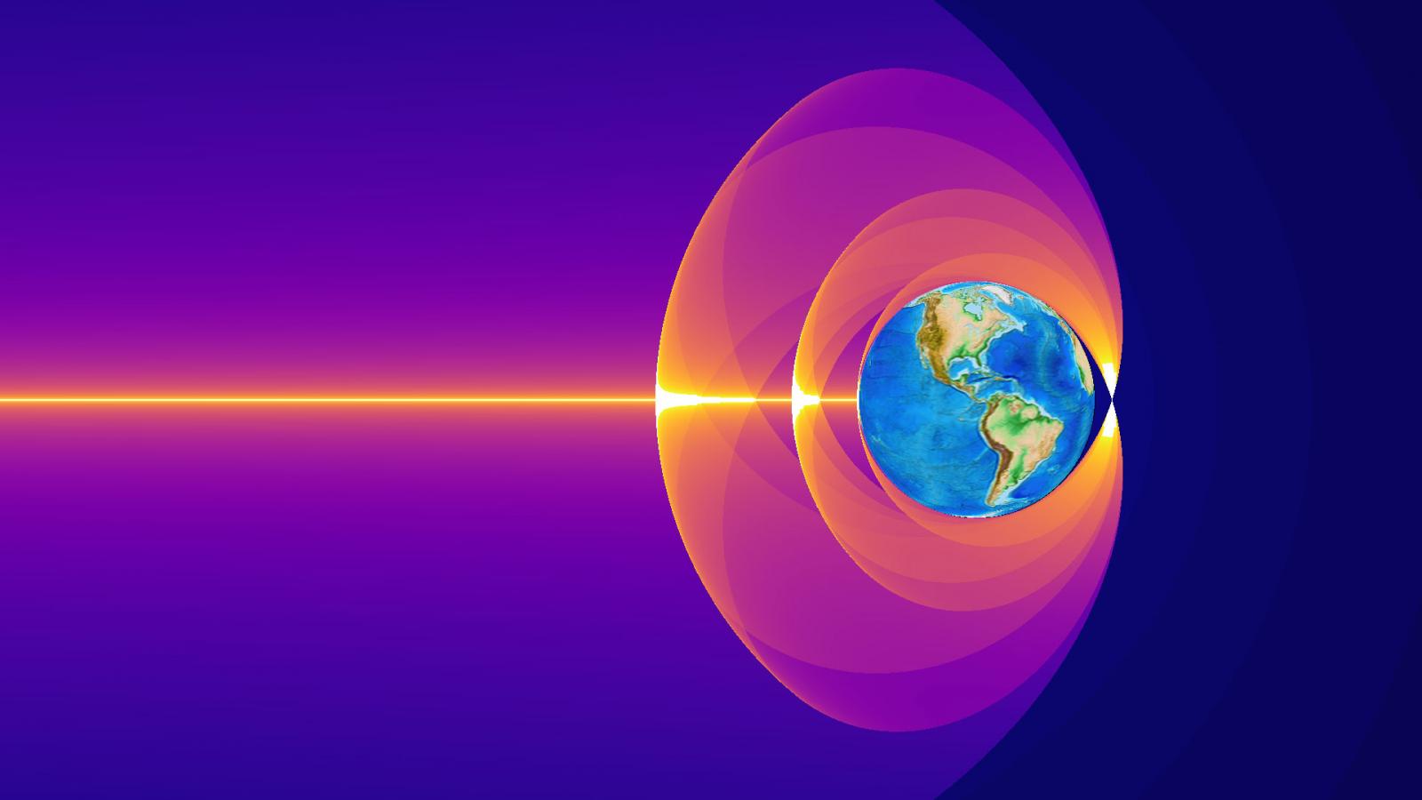 Simulated space density of debris at five hours after fragmentation. Illustration by Liam Healy, Christopher Binz, and Scott Kindl.