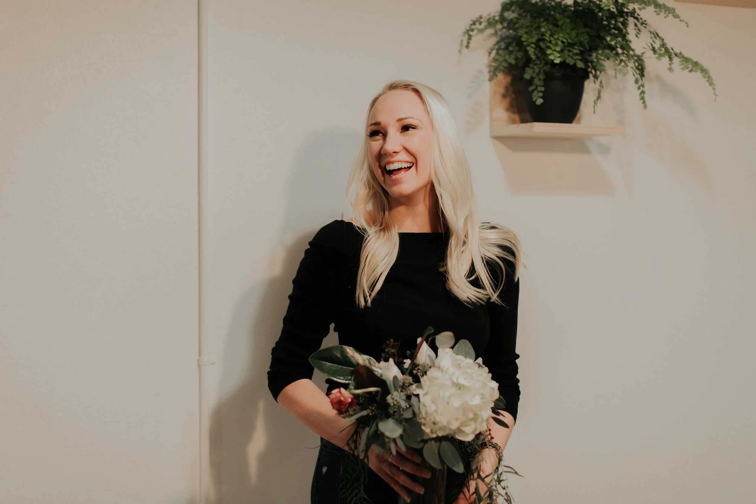 Christy Tehven in her new floral studio location in downtown Fargo. Photo by Two Pines Photography.