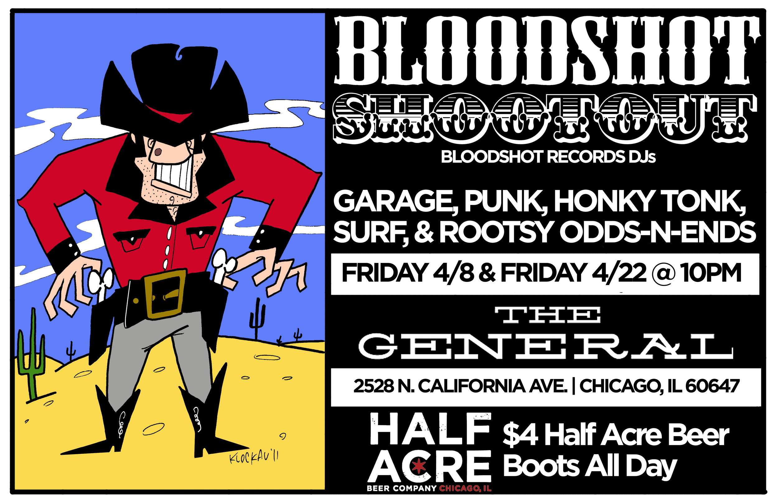 Join us at The General Logan Square on 4/22 for a chance to win a SWAG BAG with gifts from Half Acre, Bloodshot, and The General! 