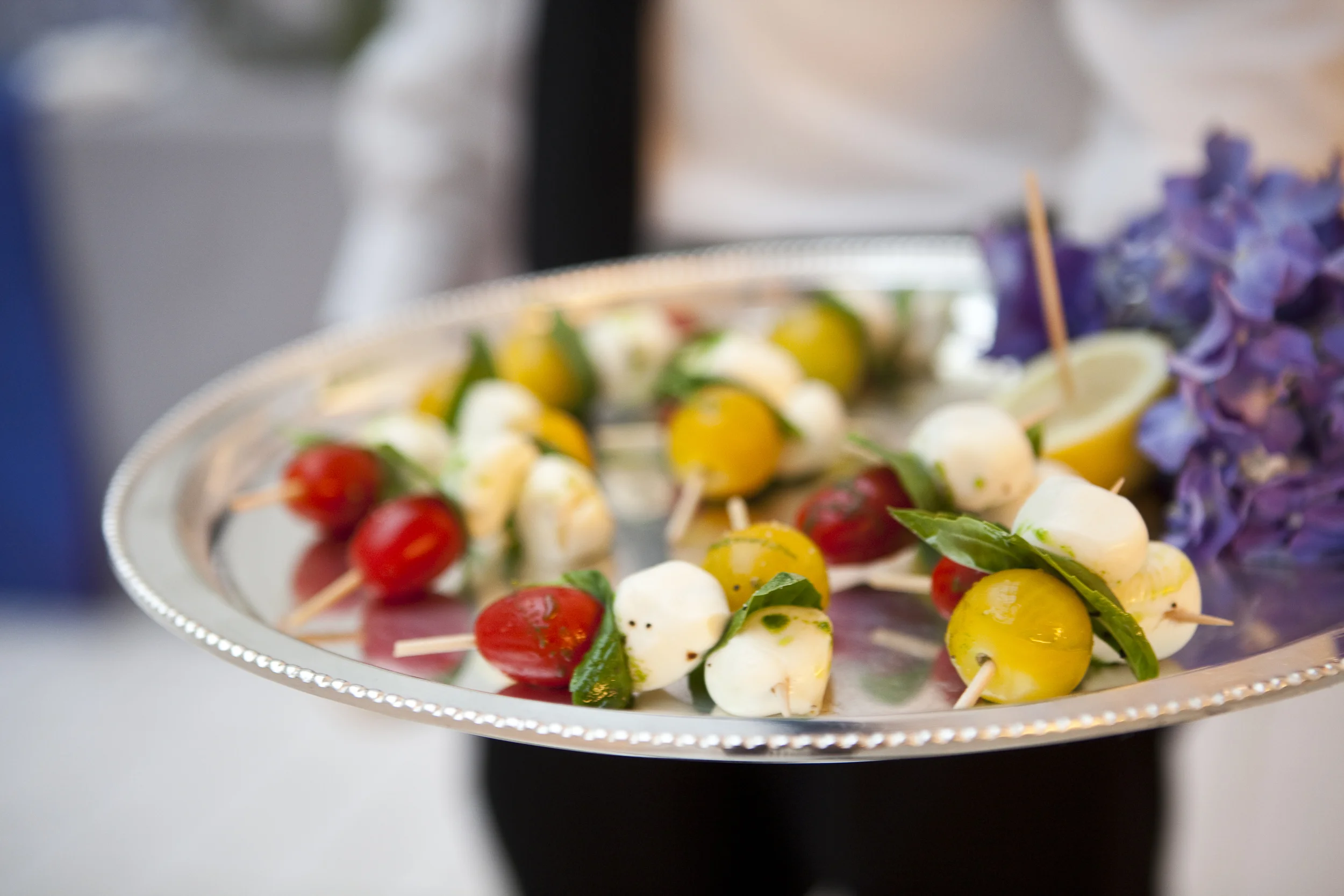 Buffalo Mozzarella and Cherry Tomato Skewers with a sweet balsamic drizzle