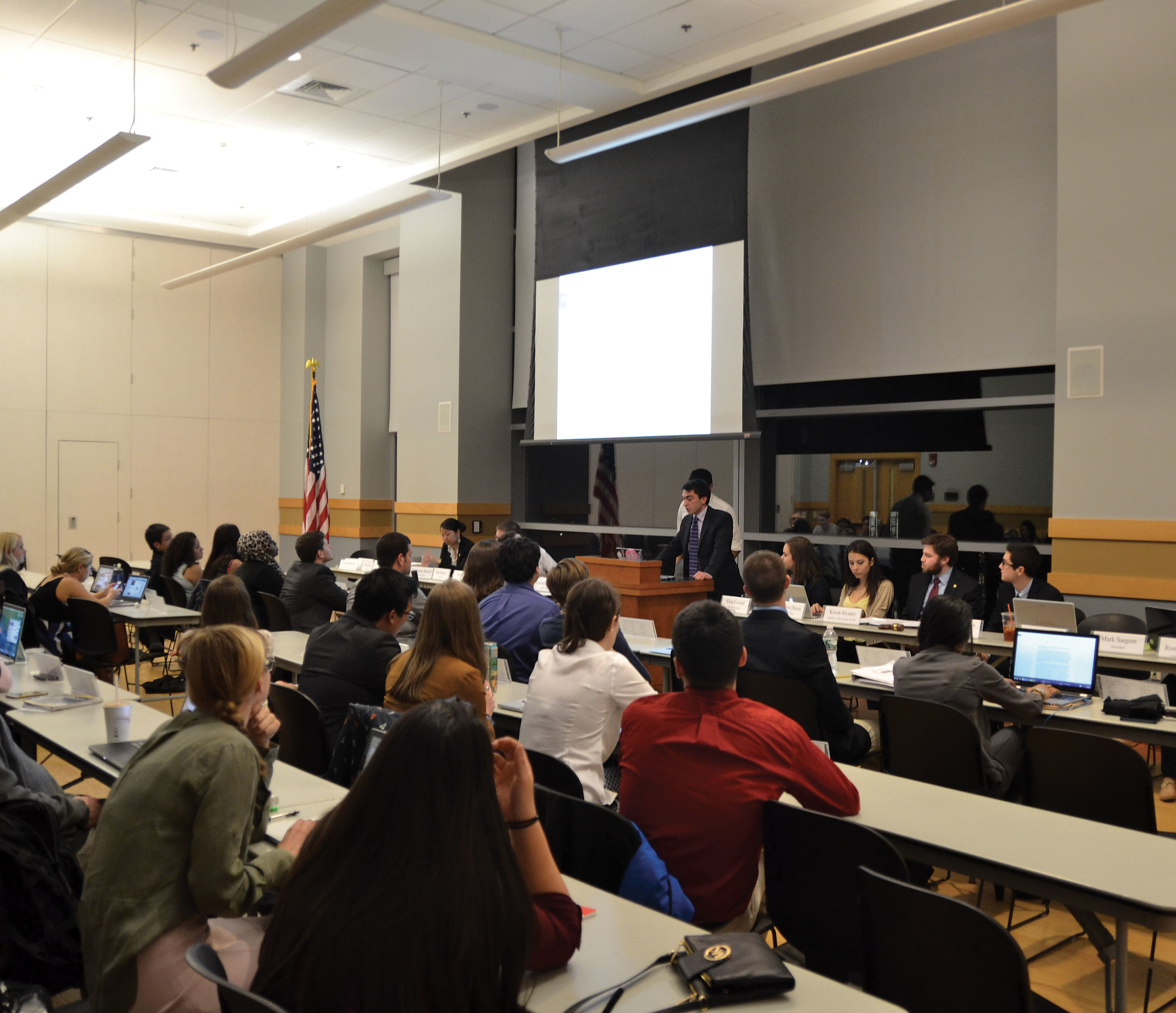 Members of the Undergraduate Student Government at their weekly meeting on Wednesday, April 23, 2015. (Amar Batra/The Daily Campus)
