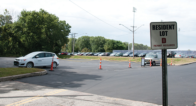 In this photo, UConn's D-Lot is pictured. The lot, which had been closed due to construction, is set to re-open today, according to Parking Services. (Olivia Stenger/The Daily Campus)