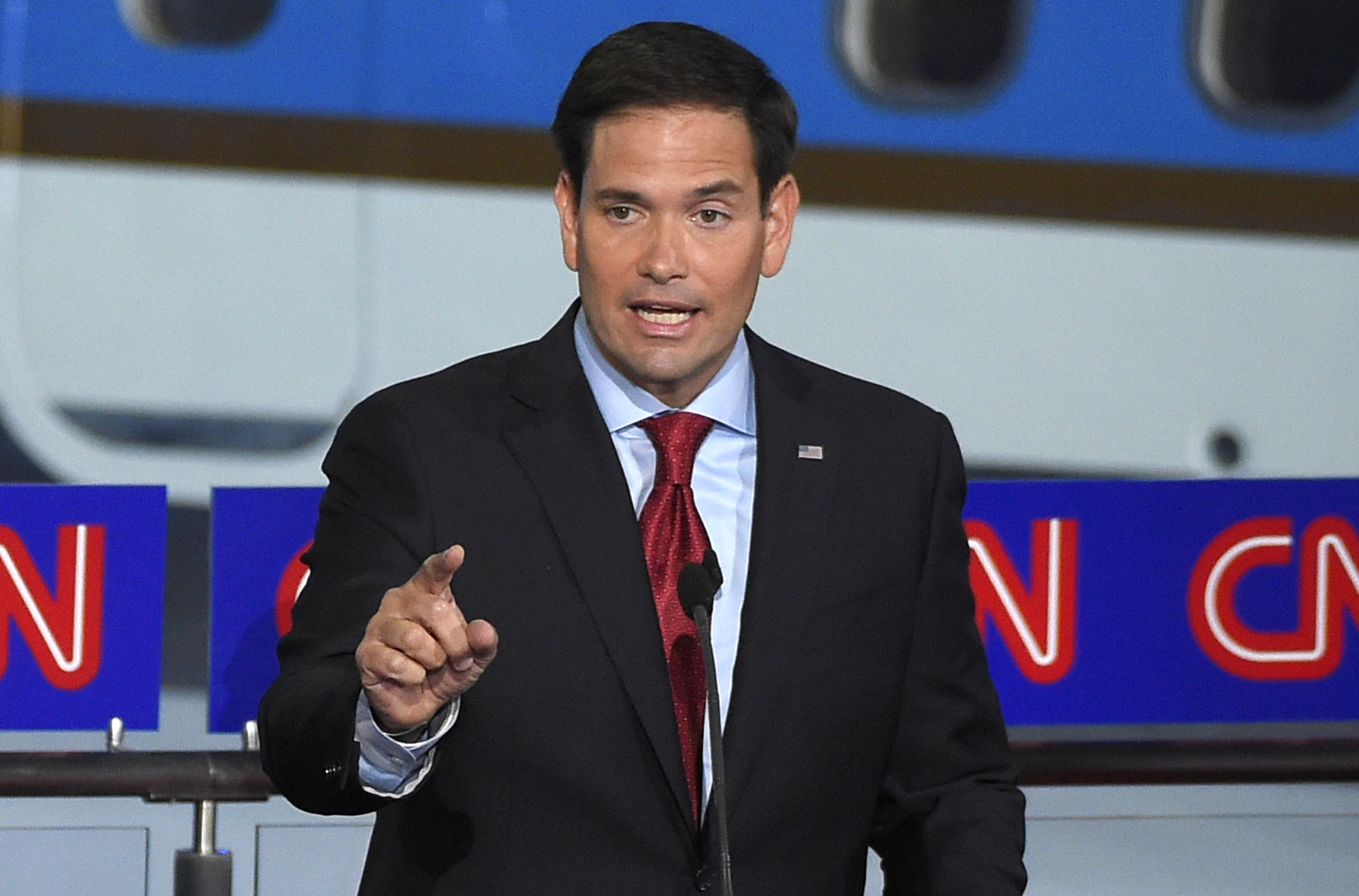Republican presidential candidate, Sen. Marco Rubio, R-Fla., speaks during the CNN Republican presidential debate at the Ronald Reagan Presidential Library and Museum on Wednesday, Sept. 16, 2015, in Simi Valley, Calif. (Mark J. Terrill/AP)