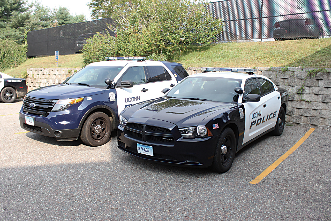 In this file photo, two UConn Police vehicles are pictured. (File Photo/The Daily Campus)