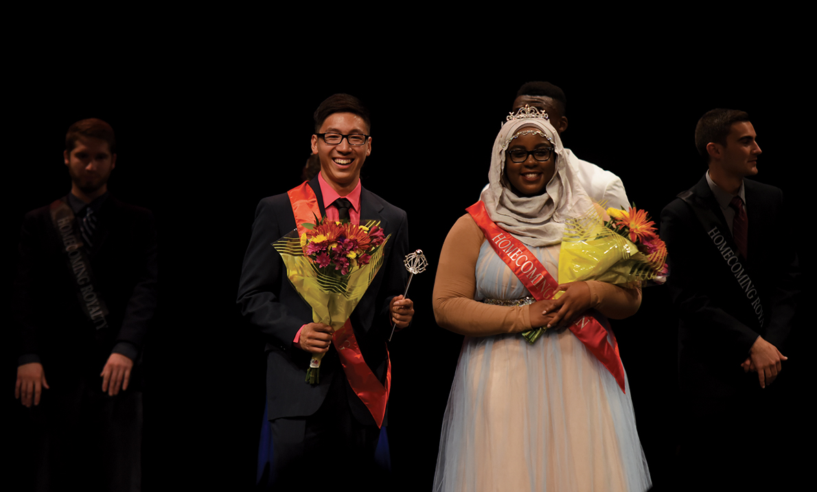 Homecoming king William Meng and queen Haddiyyah Ali are seen at the Jorgensen Center for the Performing Arts on Tuesday, Oct. 13, 2015. (Allen Lang/The Daily Campus)