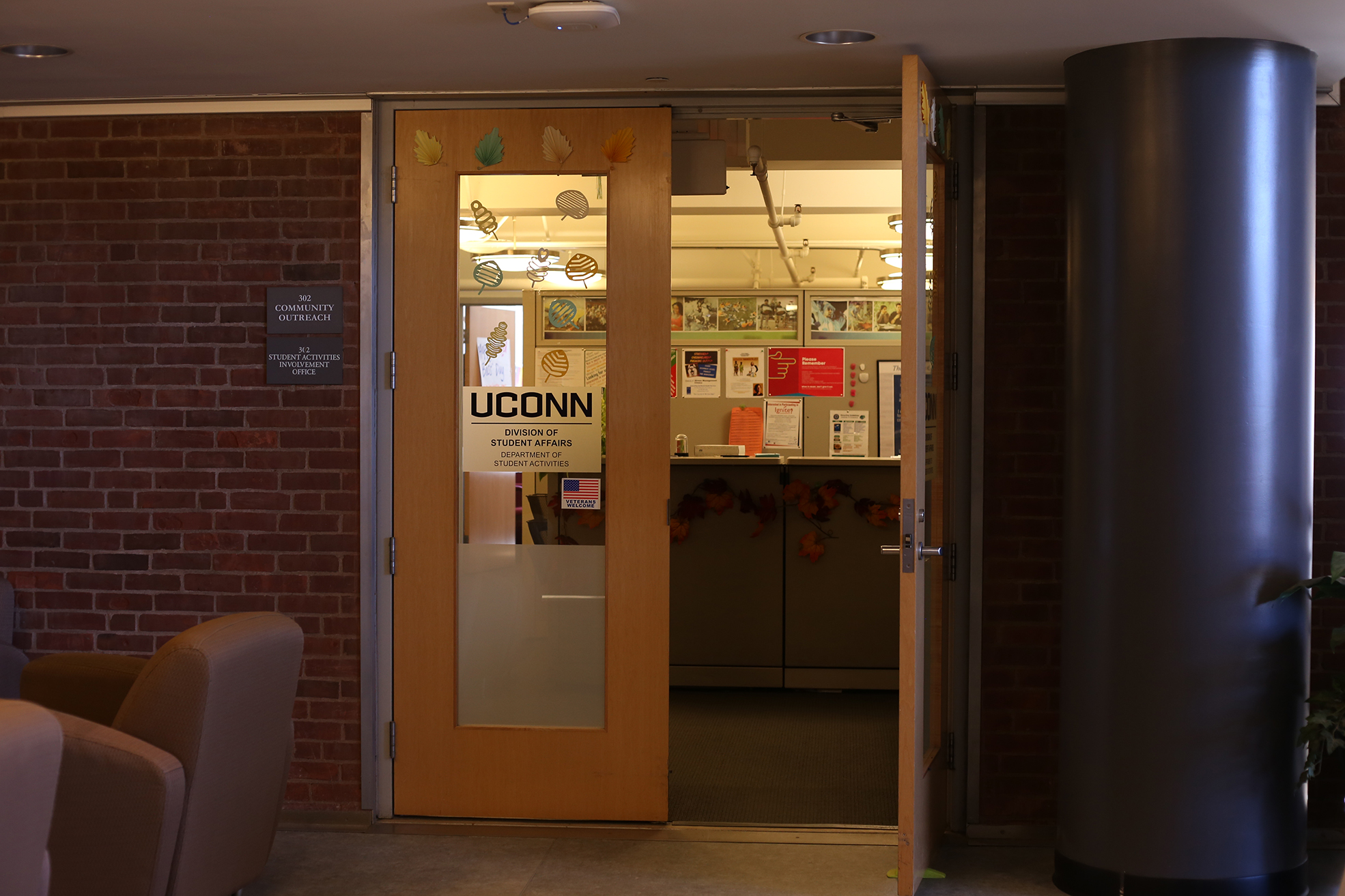 In this photo, the exterior of the UConn Division of Student Affairs office is seen in the Student Union. (Jackson Haigis/The Daily Campus)