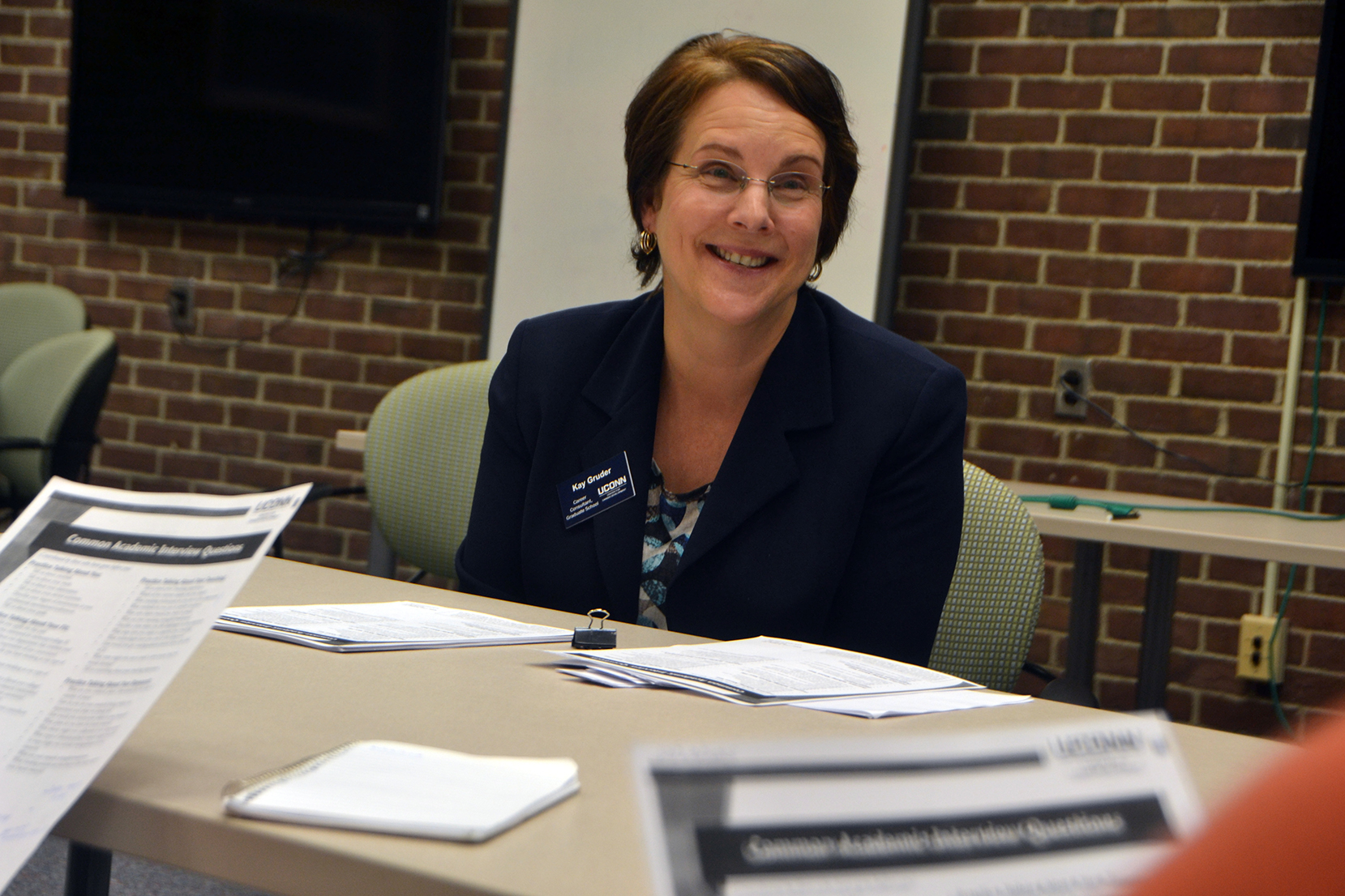 Center for Career Development career consultant Kay Gruder speaks to a group of students during a workshop at Homer D. Babbidge Library in Storrs, Connecticut on Thursday, Oct. 29, 2015. (Bailey Wright/The Daily Campus)
