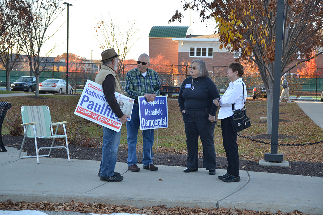 On Election Day, supporters of both parties waited outside polling locations to talk with voters about potential issues. (Amar Batra/The Daily Campus)