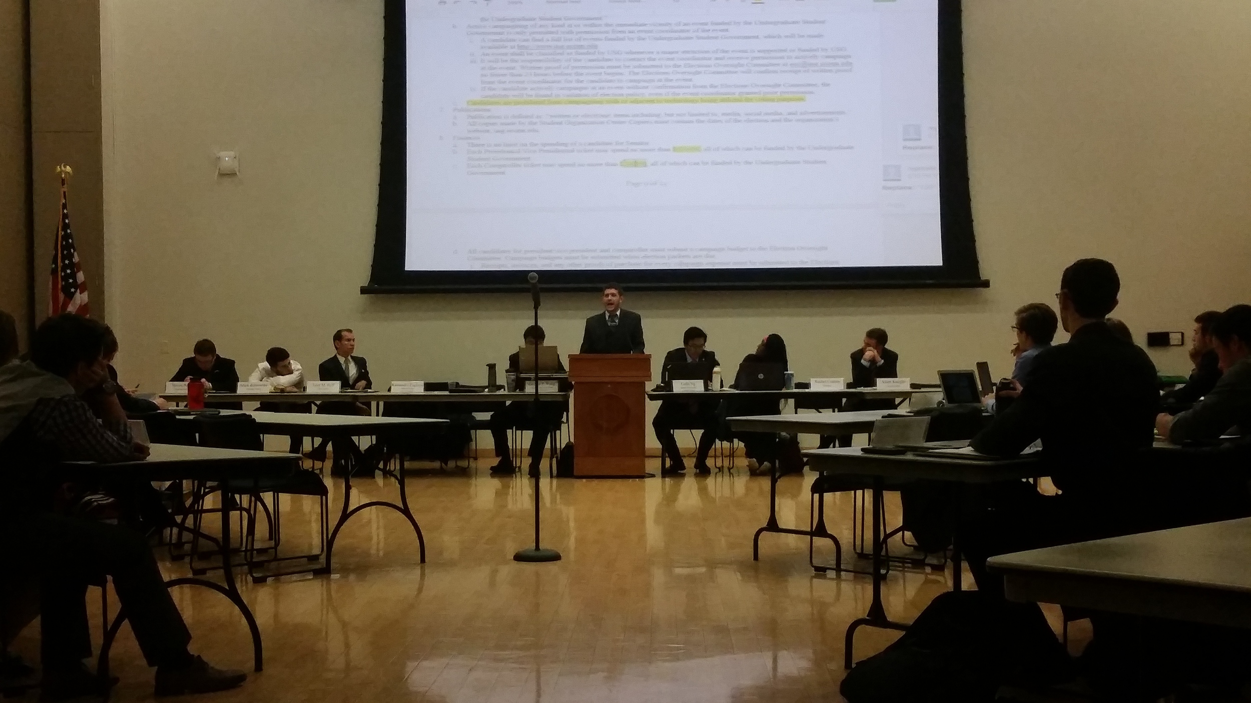 The UConn Undergraduate Student Government meeting is pictured in the Student Union on Wednesday, Nov. 11, 2015. (Nicholas Shigo/The Daily Campus)