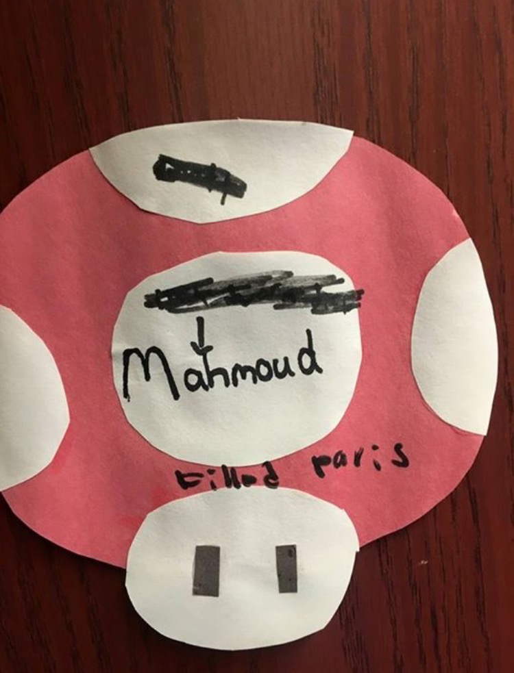 In this photo, a vandalized dorm room name tag is seen in the Nathan Hale Inn. (Courtesy/Ahmed Ouda)
