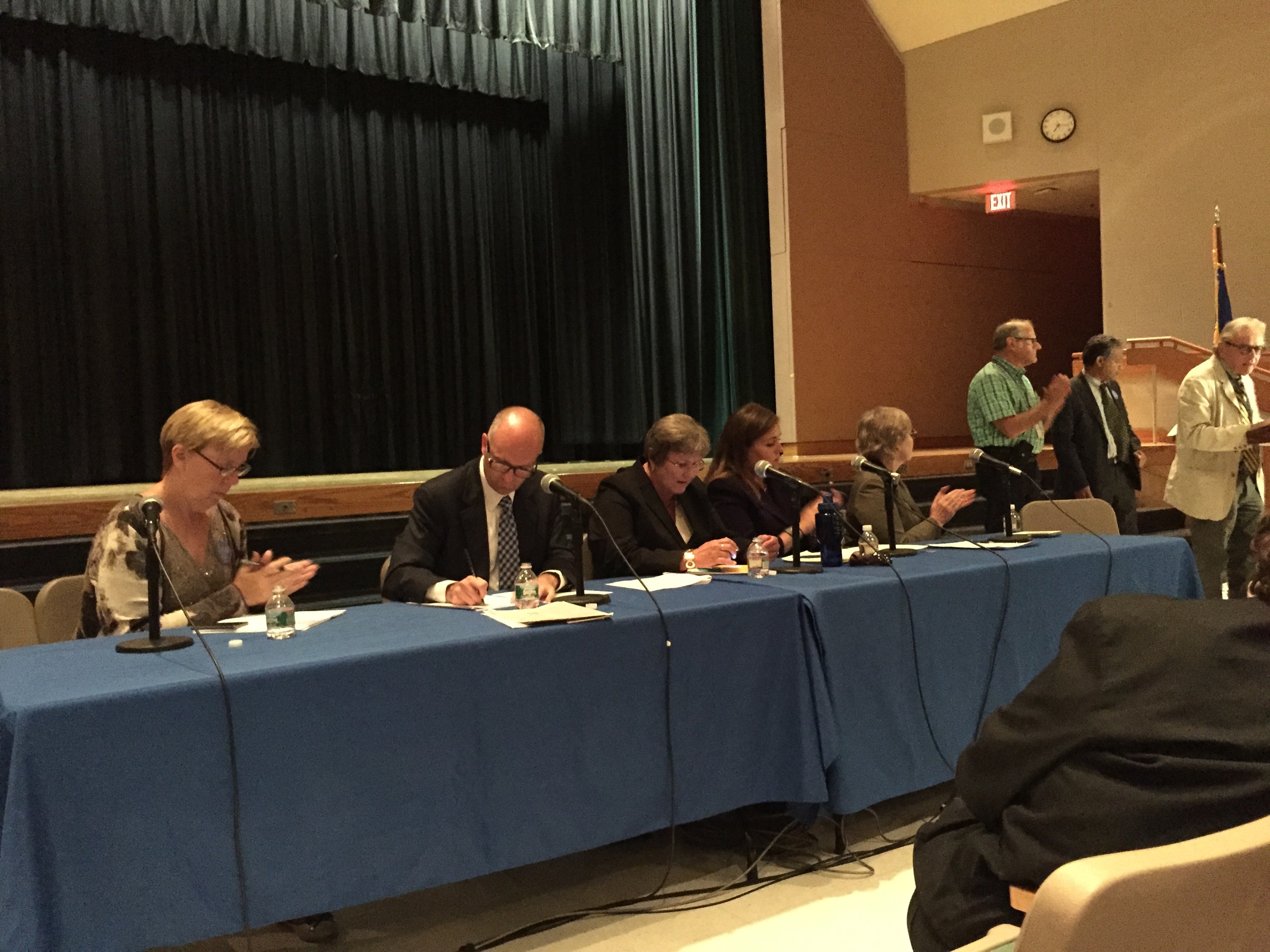 Connecticut state representatives lead the forum at Windham Middle School on Monday Sept. 21. (Maggie McEvilly/The Daily Campus)
