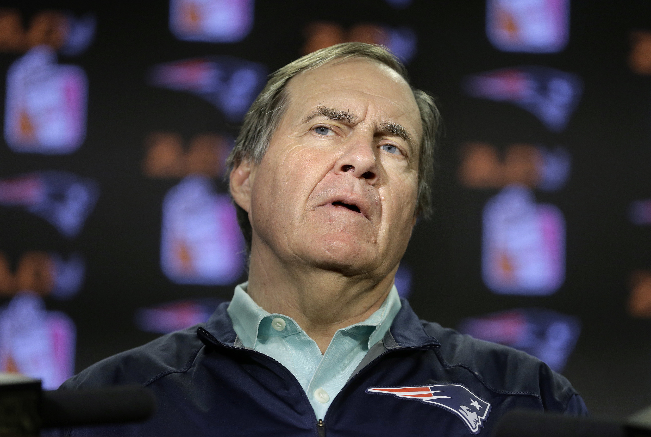 New England Patriots head coach Bill Belichick faces reporters during a news conference before a scheduled NFL football practice, Wednesday, Dec. 2, 2015, in Foxborough, Mass. The Patriots are to play the Philadelphia Eagles Sunday, Dec. 6, in Foxborough. (Steven Senne/AP)