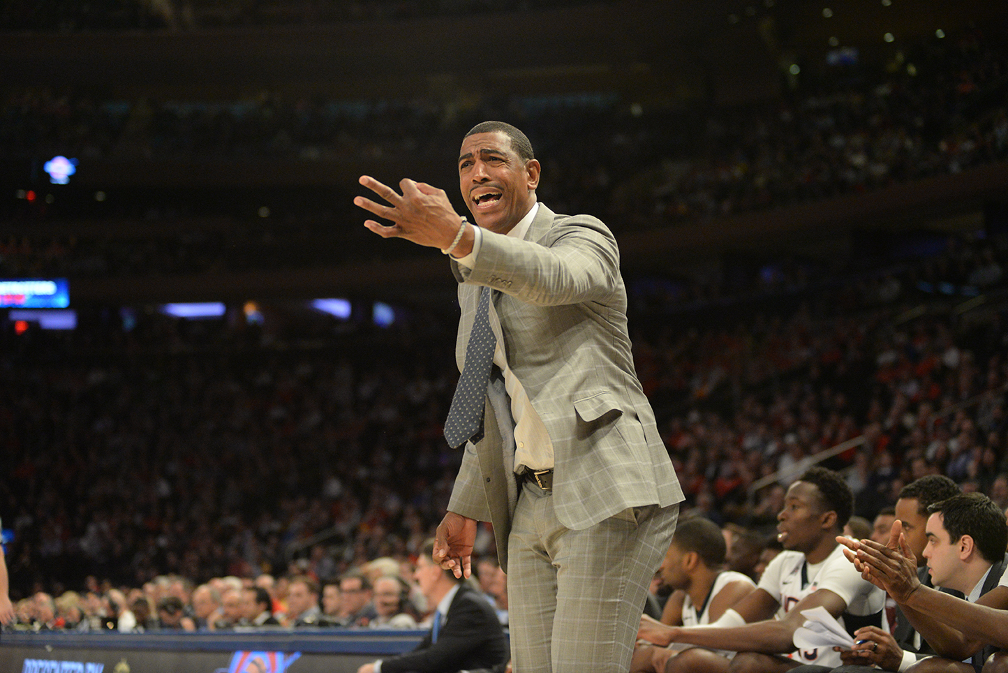 UConn men's basketball head coach Kevin Ollie is pictured during the Huskies' game against No. 6 Maryland at Madison Square Garden in New York on Tuesday, Dec. 8, 2015. (Ashley Maher/The Daily Campus)