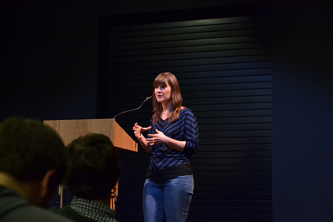 University of Connecticut creative writing professor Julie Choffel is seen during her reading at the UConn Co-op Bookstore in Storrs Center on Wednesday, Dec. 9, 2015. (Amar Batra/The Daily Campus)