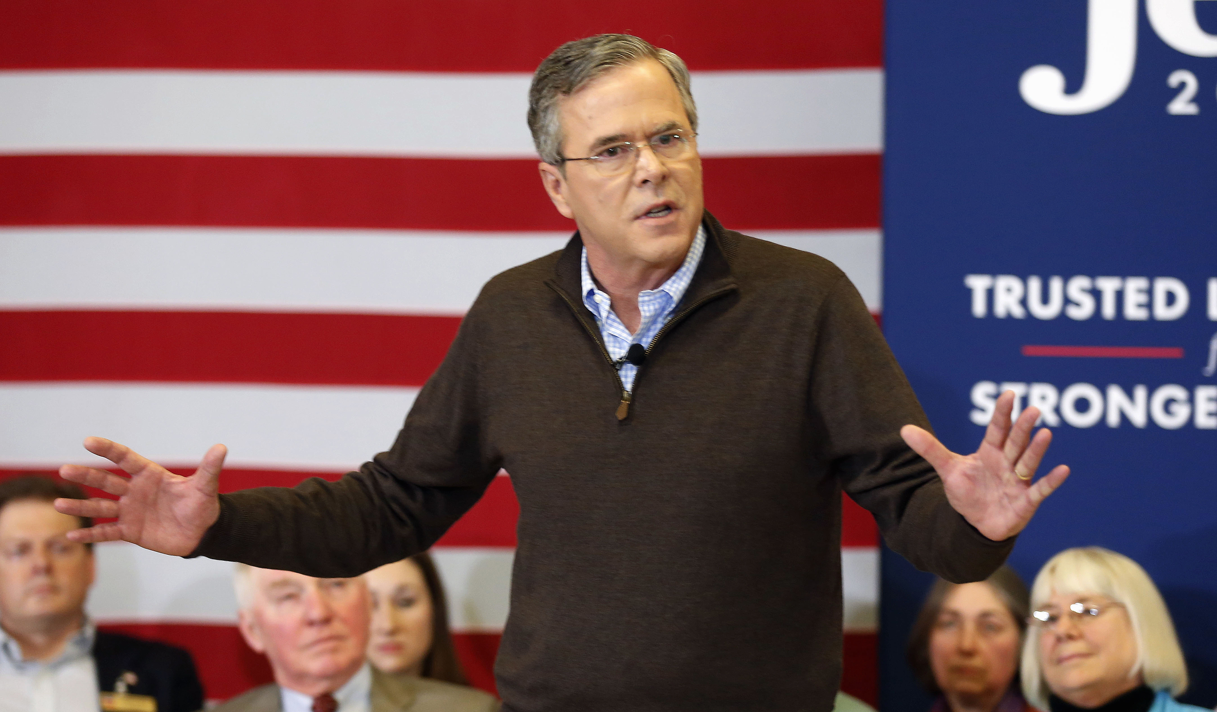 Republican presidential candidate, former Florida Gov. Jeb Bush speaks during a campaign stop at Souhegan High School, Saturday, Jan. 16, 2016, in Amherst, NH. (Jim Cole/AP)