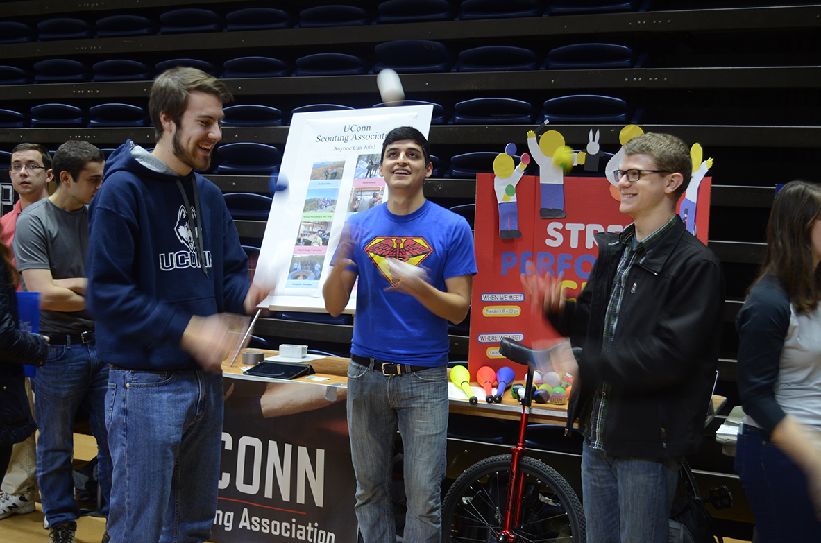 Students have fun during the Spring Involvement Fair at Gampel Pavilion on Jan. 27, 2016. (Sam Mahmud/The Daily Campus)
