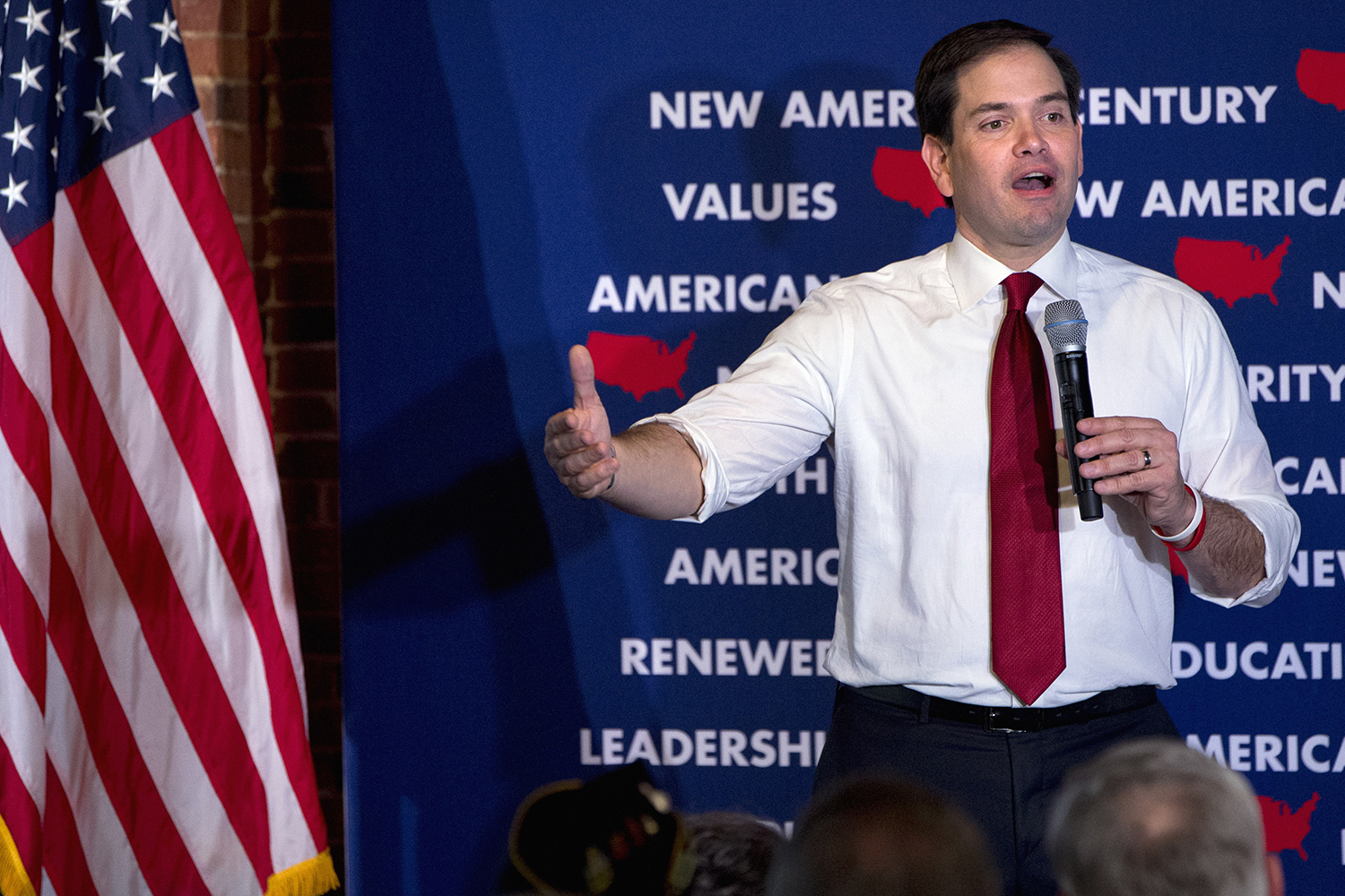 Republican presidential candidate, Sen. Marco Rubio , R-Fla. speaks during a town hall meeting in Laconia, N.H., Wednesday Feb. 3, 2016. (AP Photo/Jacquelyn Martin)