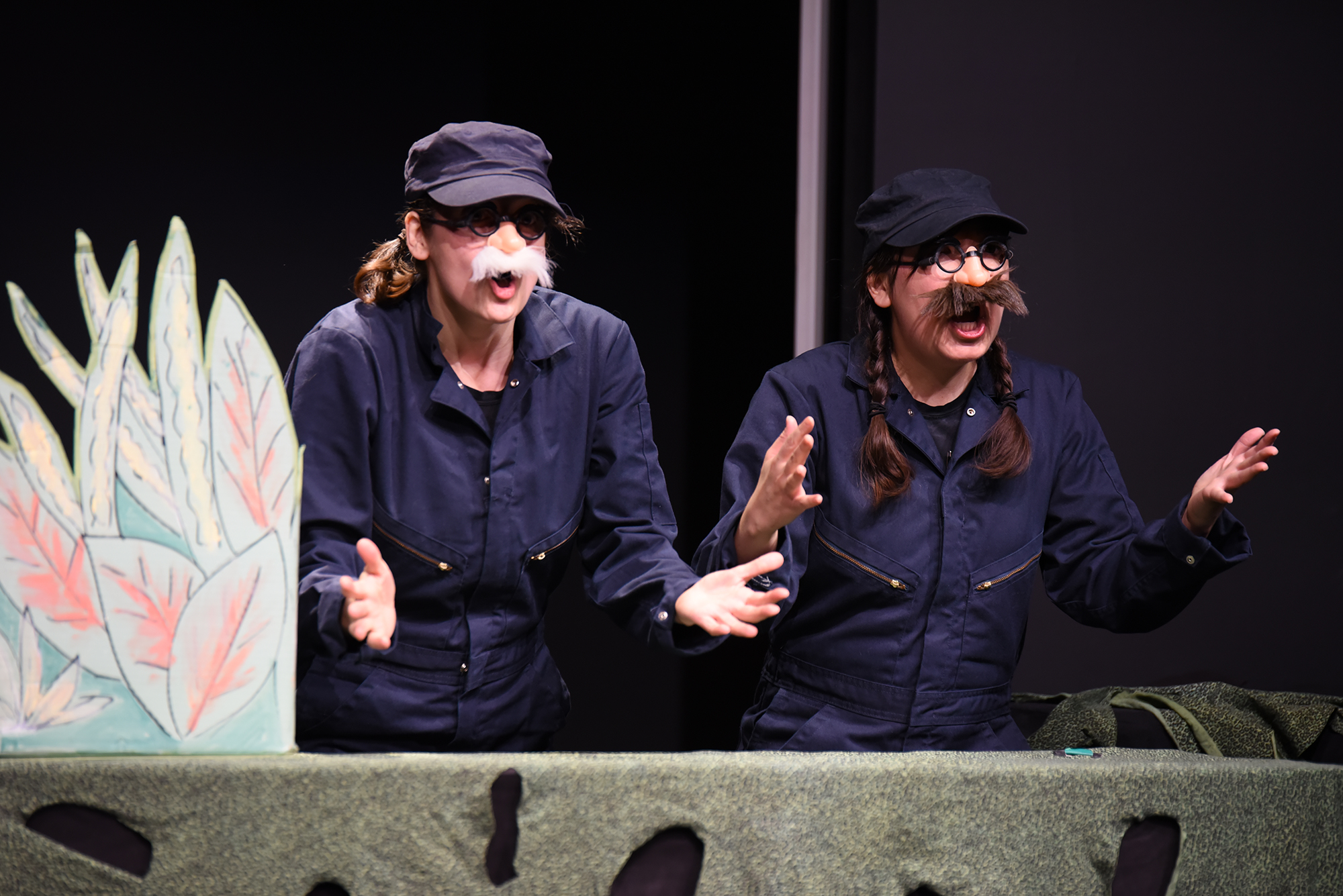 Marta Mozelle MacRostie and Liz Hara perform during the Ballard Institute and Museum of Puppetry's showing of “Help Save the Monkey!” in Storrs, Connecticut on Saturday, April 9, 2016. (Allen Lang/The Daily Campus)