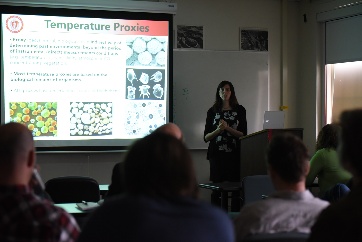 Dr. Castaneda, the assistant professor of geosciences at the University of Massachusetts, is giving a talk entitled "Vegetation and climate change in southern East Africa During the past 800,000 years." (Zhelun Lang/The Daily Campus)