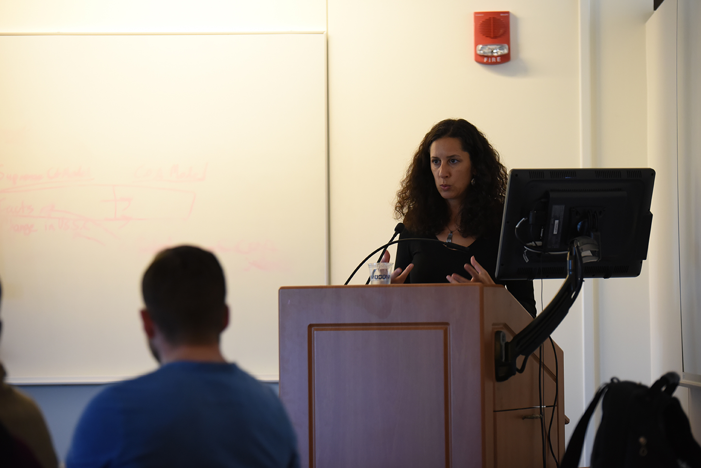 Nadje Al-Ali, the gender studies professor of the University of London is giving a presentation on her recent research on peace and gender in Turkey on Thursday April 14, 2016. (Zhelun Lang/The Daily Campus)