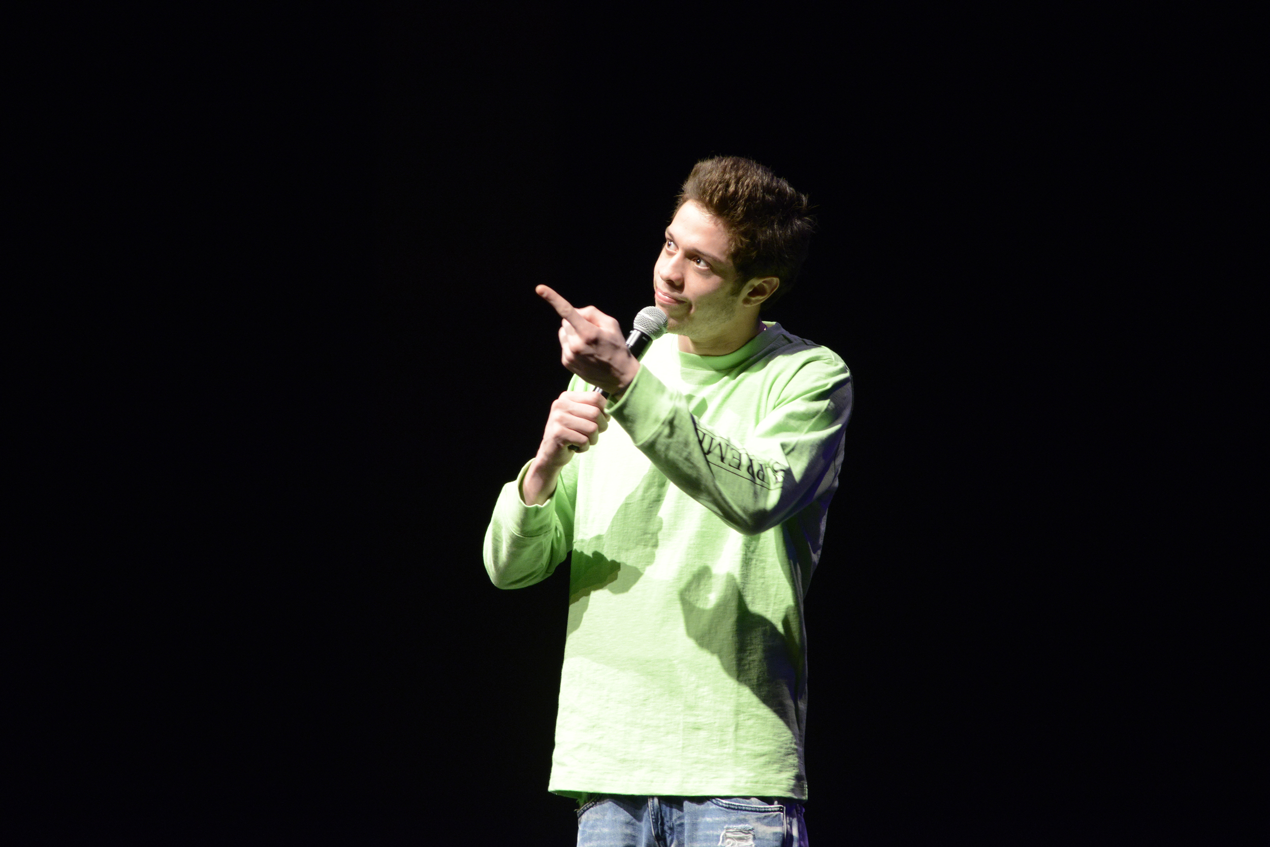 Comedian Pete Davidson, a regular cast member on "Saturday Night Live," performs during a Spring Weekend comedy show in the Jorgensen Center for the Performing Arts in Storrs, Connecticut on Friday, April 22, 2016. (Jason Jiang/The Daily Campus)