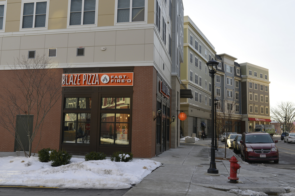 Blaze Fast Fire'd Pizza is located at 12 Royce Circle, across the street from The Oaks on the Square apartment complex and the liquor store, Storrs Wine and Spirits. (Jason Jiang/The Daily Campus)