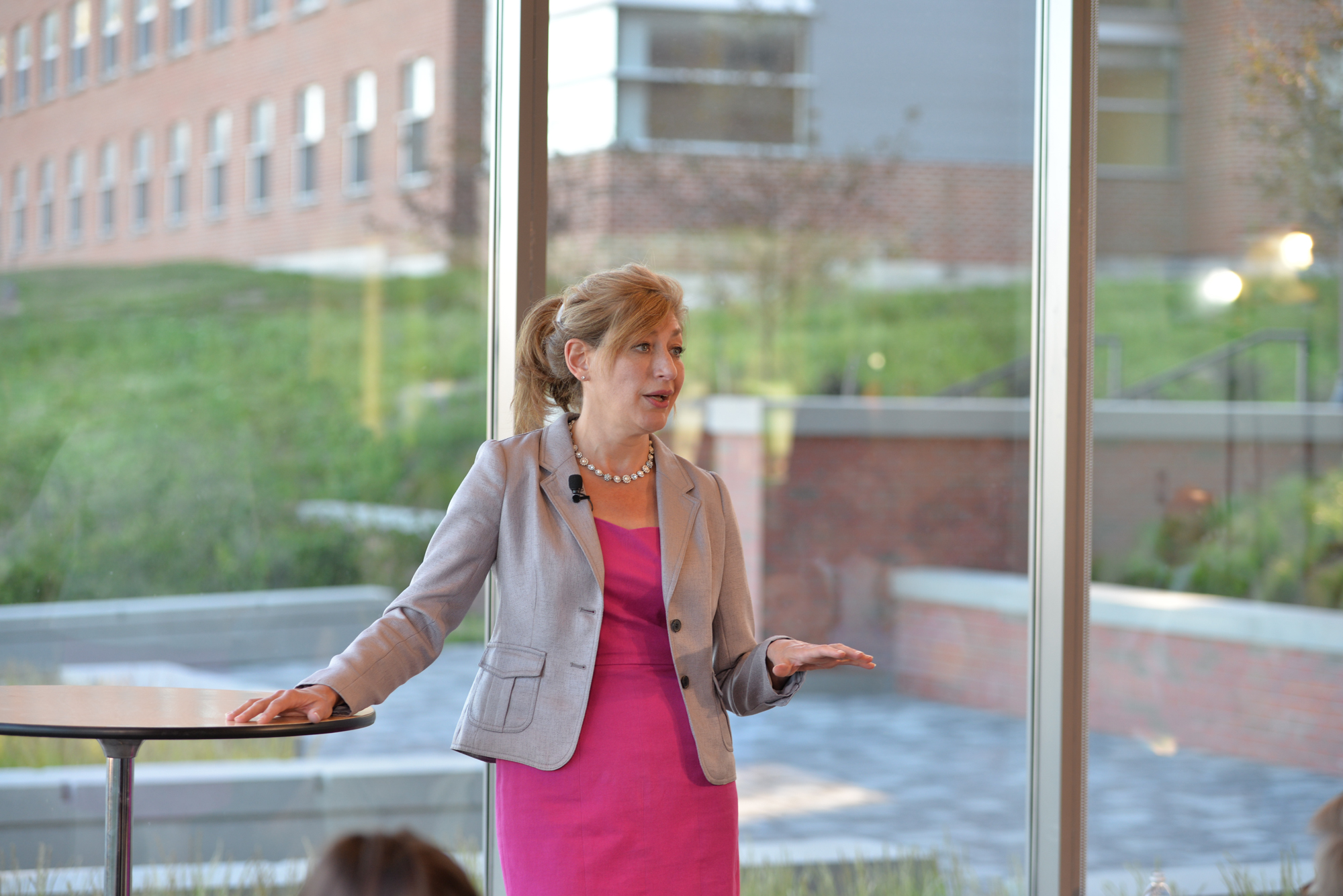 University president Susan Herbst discusses the role of STEM and humanities majors in regards to fundraising during a university town hall in the NextGen dorm on Monday, Sept. 12, 2016. (Amar Batra/The Daily Campus) 