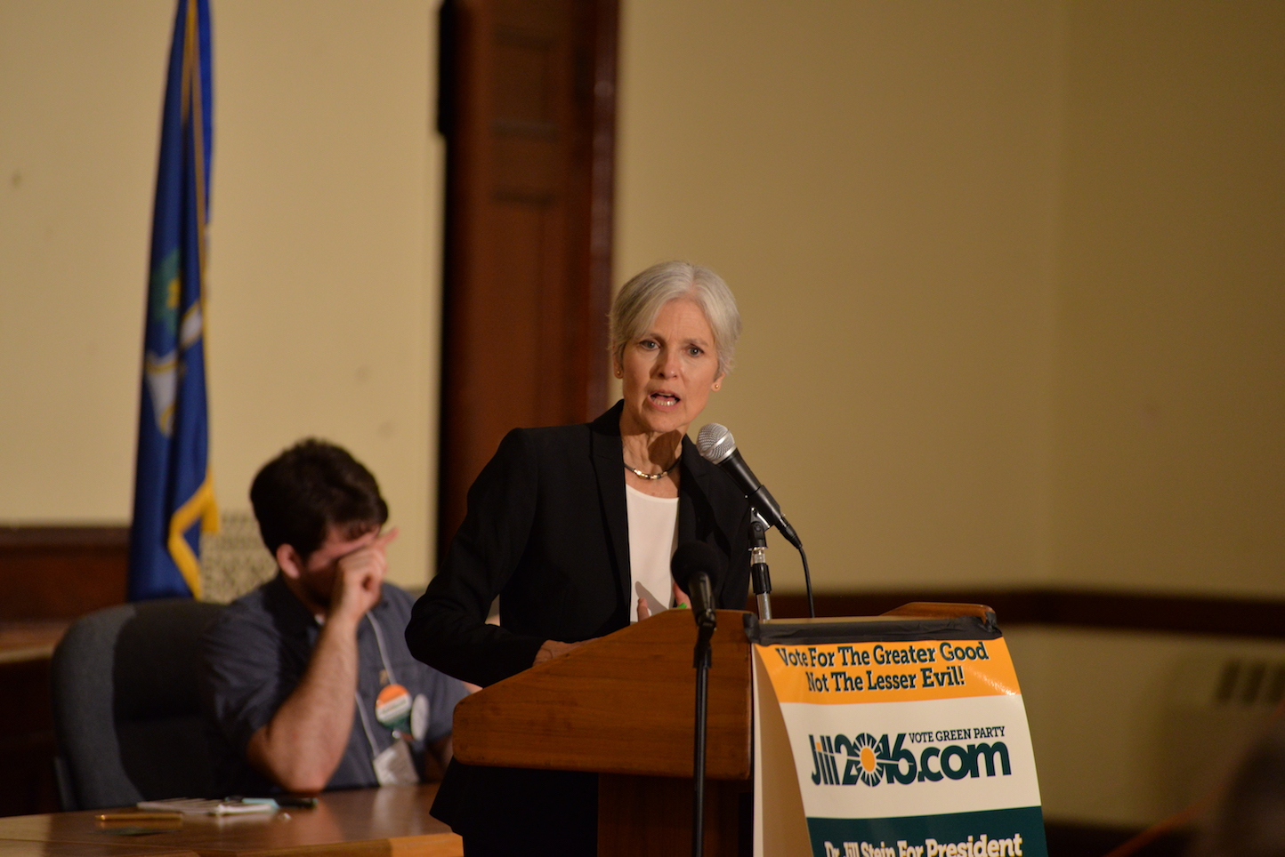 Jill Stein spoke in Willimantic Thursday night an addressed topics varying from student debt to renewable energy. (Amar Batra/The Daily Campus)