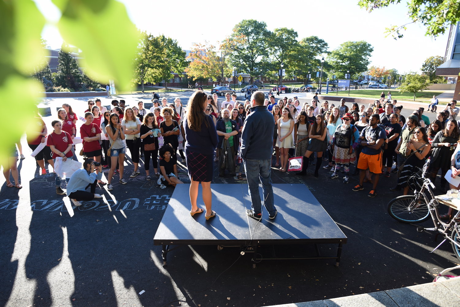 The annual UConn Slutwalk: A March to End Victim Blaming was held on Friday, Oct. 7, 2016. State Representative Gregg Haddad and Connecticut Senator Mae Flexer attended and spoke to participants after the march about what they've done legislatively to protect sexual assault victims. (Zhelun Lang/The Daily Campus)