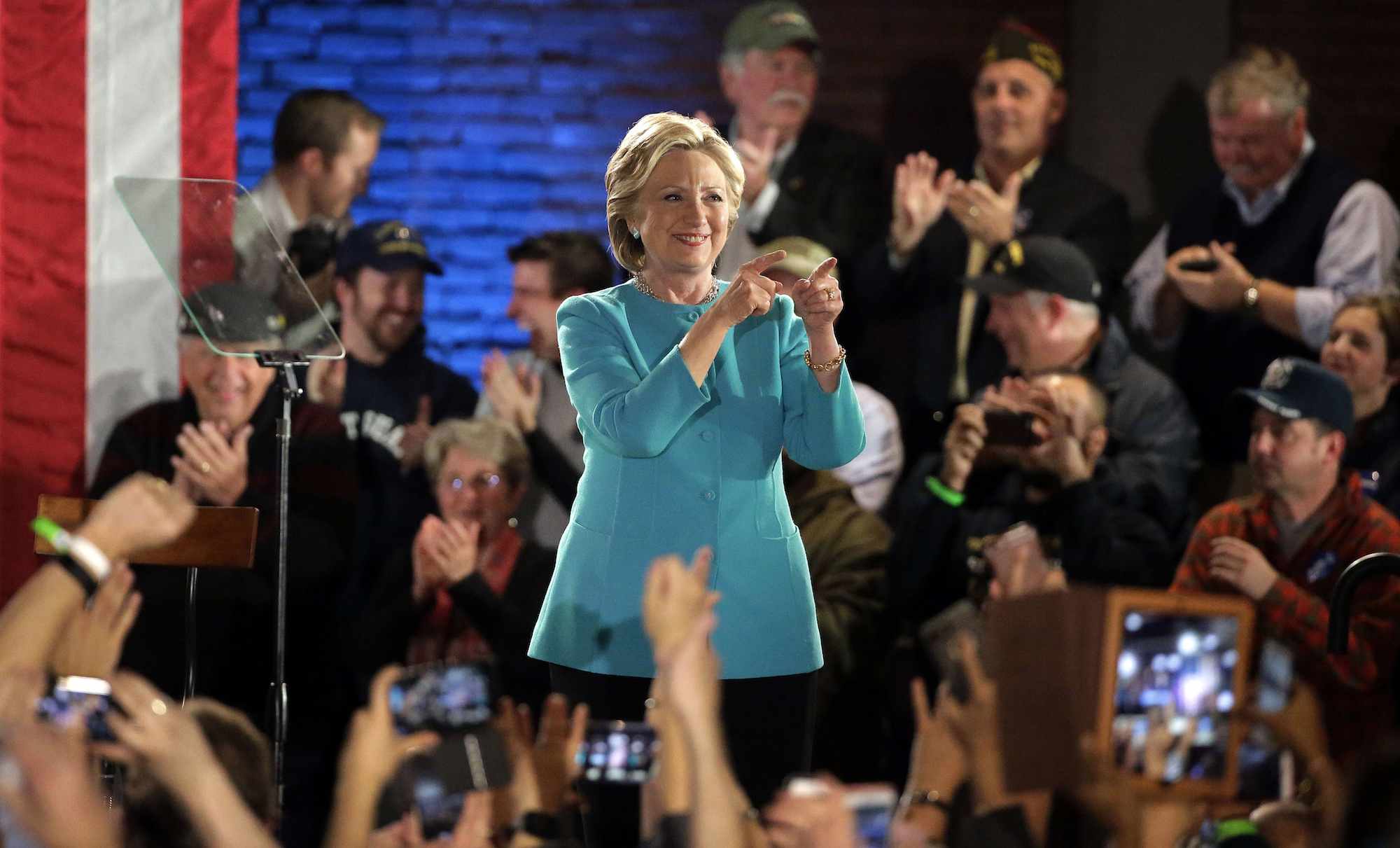 Democratic presidential candidate Hillary Clinton greets the audience during a campaign rally Sunday, Nov. 6, 2016, in Manchester, N.H. Piccolo said that voting for Clinton comes from a very personal place. (Steven Senne/AP Exchange)