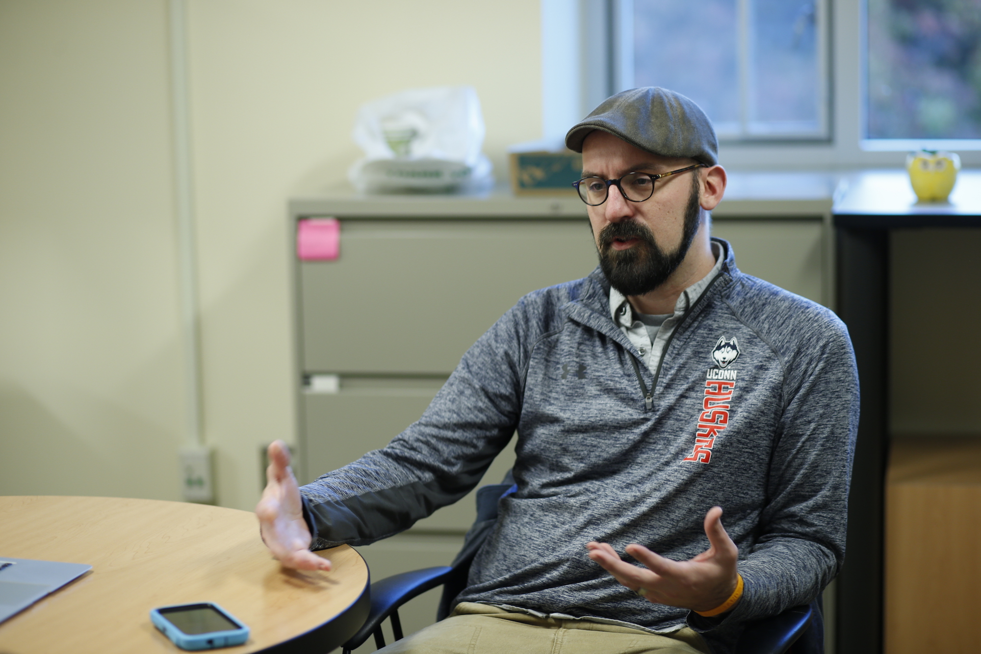 Ph.D. student TJ McKenna discussing his involvement and love for the sciences, as well as conversing about STEM. (Tyler Benton/The Daily Campus)