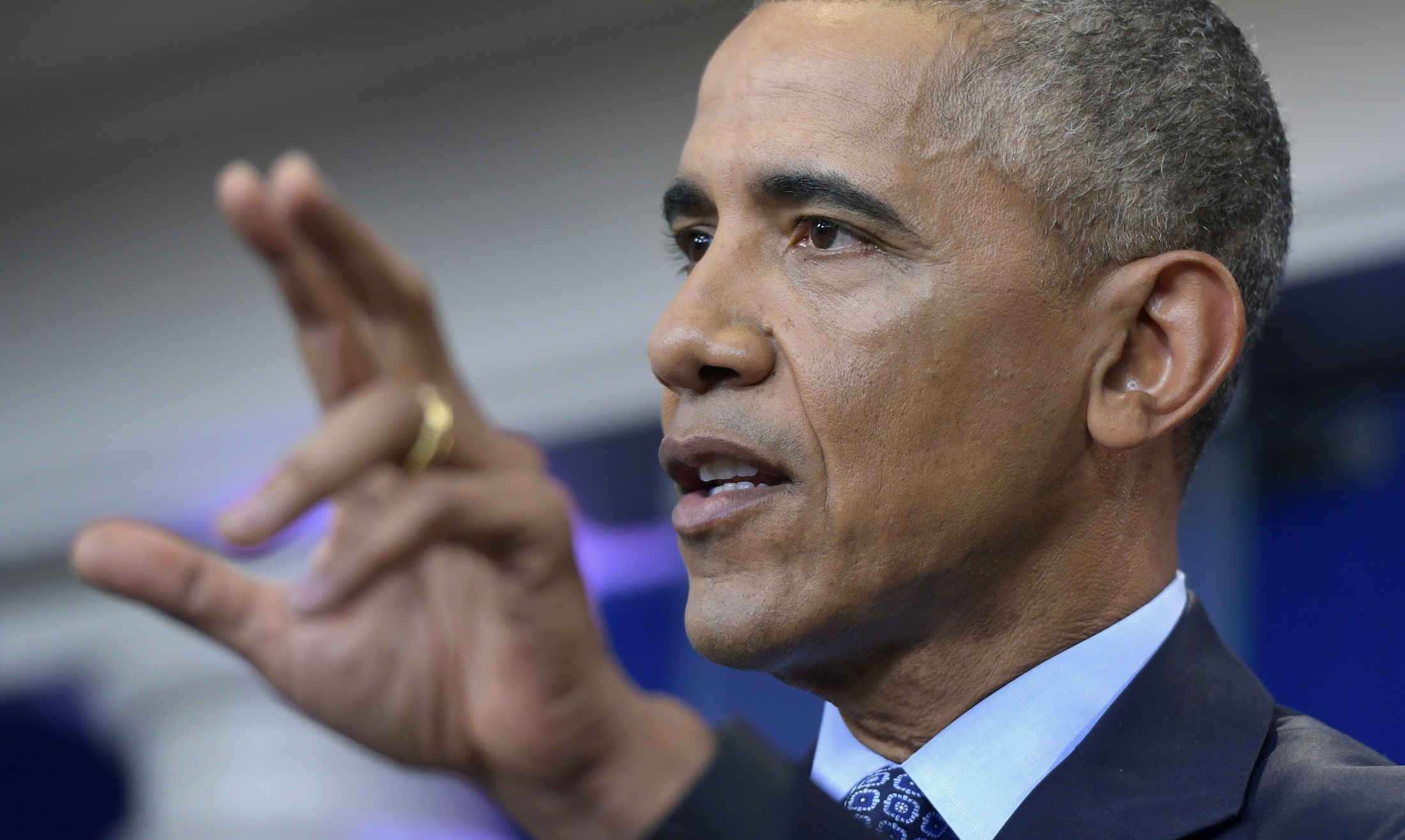 President Barack Obama speaks during his final presidential news conference, Wednesday, Jan. 18, 2017, in the Brady Press Briefing Room at the White House in Washington. (Susan Walsh/ AP)