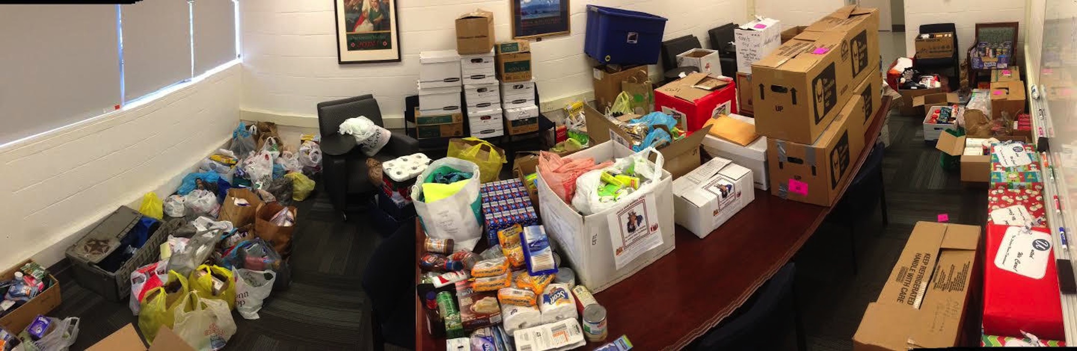 A photo of the food donated from several different University of Connecticut departments. (Photos courtesy of Veterans Affairs and Military Programs) 
