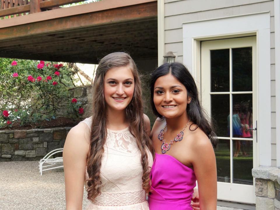 Elena Pevar, a third-semester nutritional sciences major who knew Jeffny Pally since 6th grade, is pictured here with Pally before senior prom at Hall High School in West Hartford in June of 2015. (Courtesy/Elena Pevar)