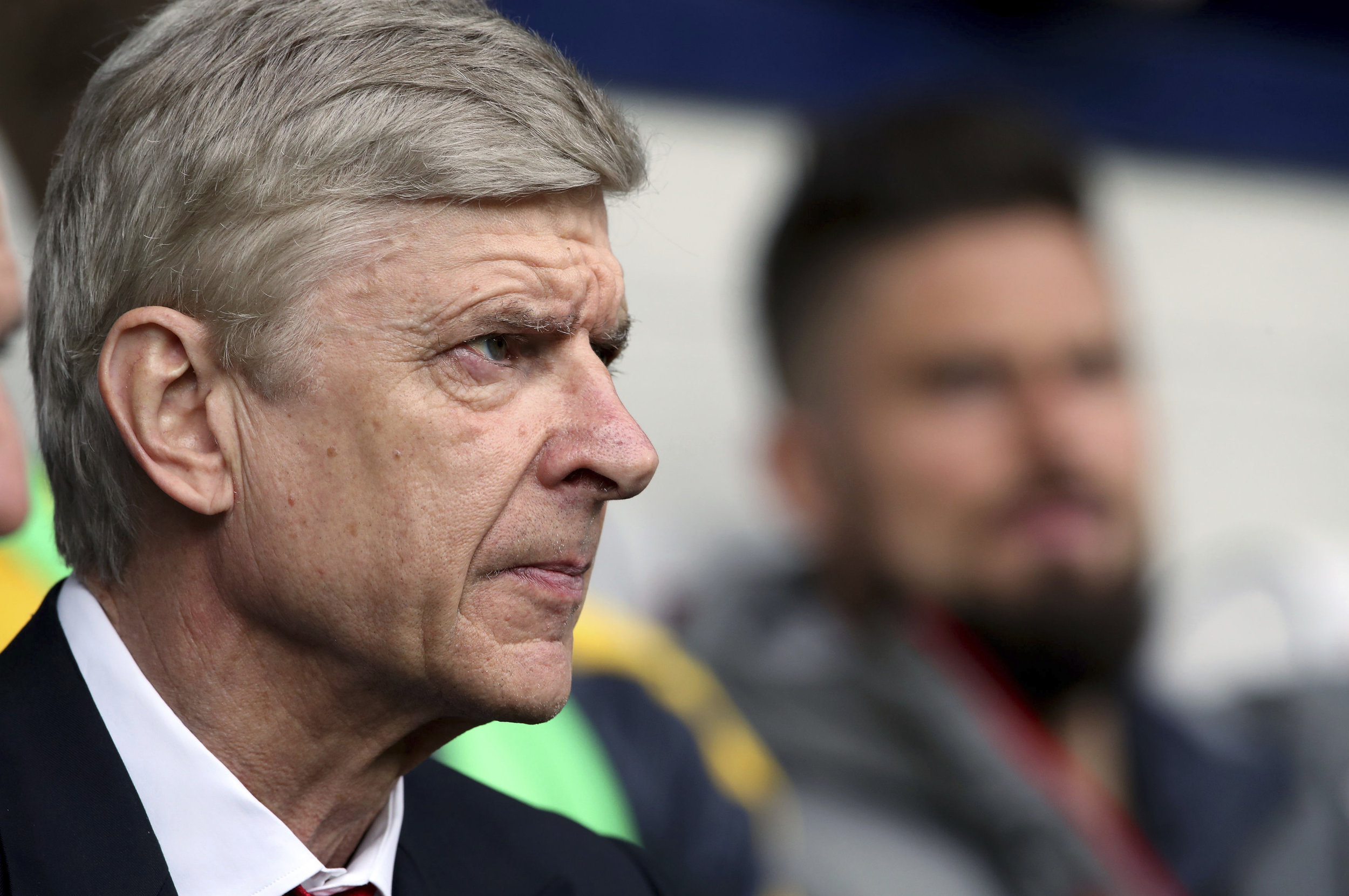 Arsenal manager Arsene Wenger follows the game, during the English Premier League soccer match between West Bromwich Albion and Arsenal, at The Hawthorns, in West Bromwich, England, Saturday March 18, 2017. (Nick Potts/PA via AP)