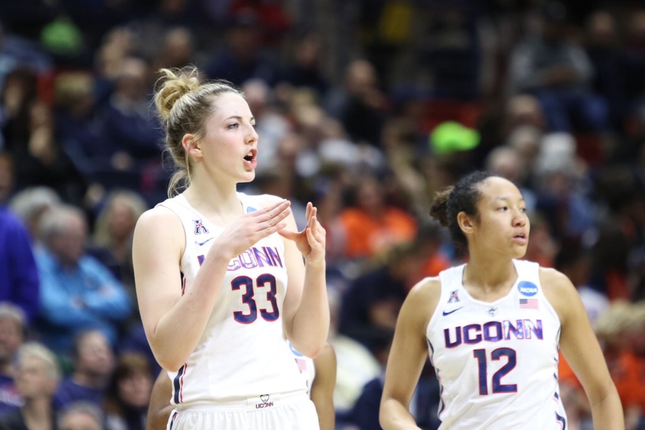 The UConn women's basketball team defeated the Syracuse Orange 94-64 on Monday night at Gamble Pavilion to advance to their 24th straight Sweet Sixteen. Kia Nurse led the Huskies with 29 points. (Jackson Haigis/The Daily Campus) 