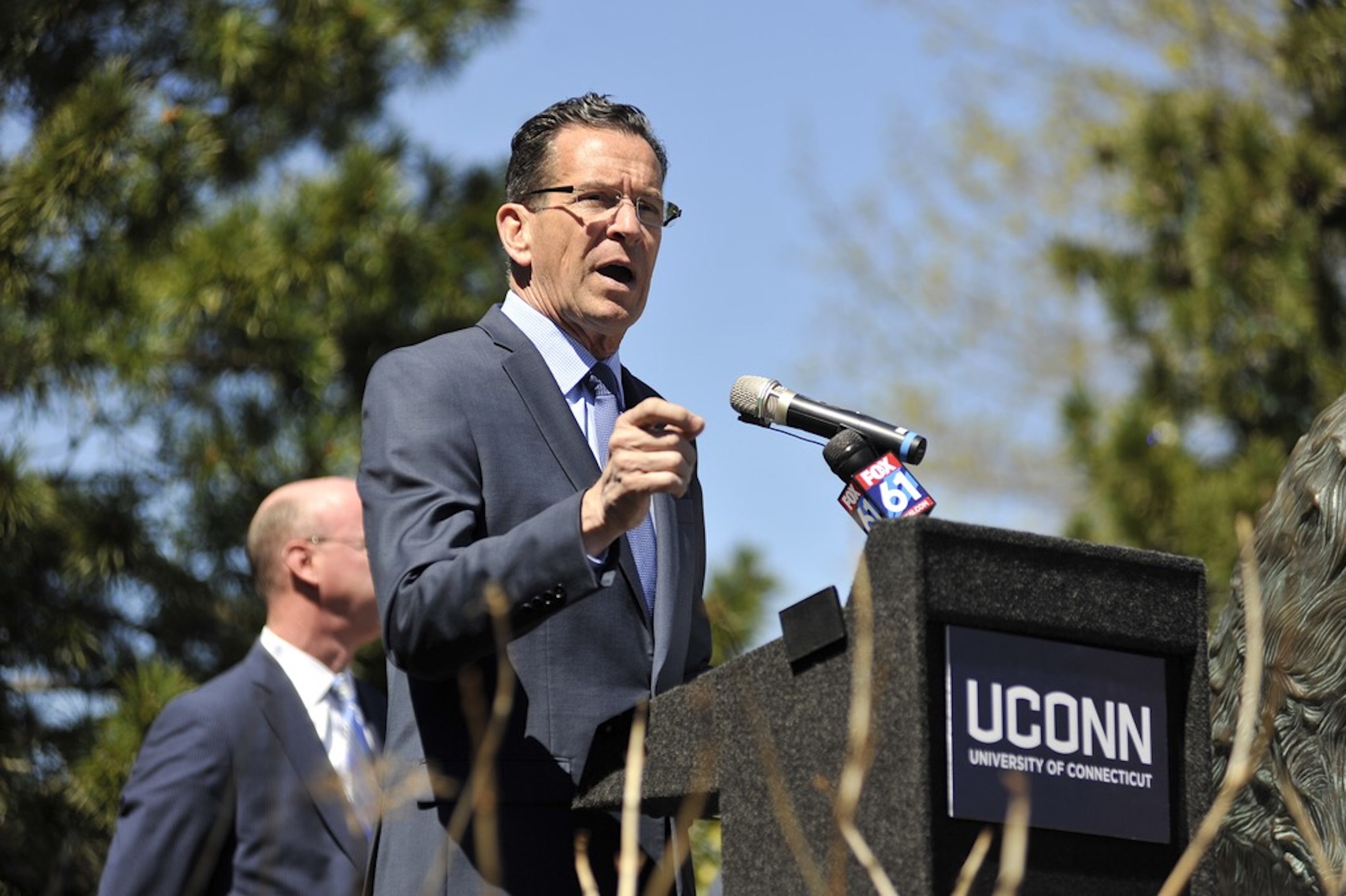Governor Dannel Malloy visited UConn's Gampel Pavilion on Tuesday to unveil the arena's new energy-saving LED lighting system. The lighting system was made possible by collaboration with Eversource. (Jason Jiang/The Daily Campus)
