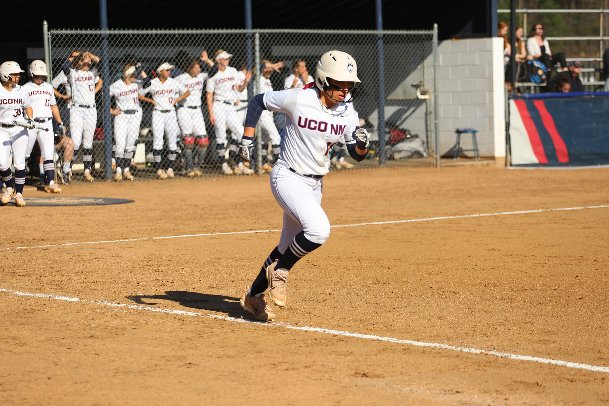 Pictured is senior Taylor Townsend (number 15). The Huskies take on UMass Tuesday afternoon at Burrill Family Field. UConn beat out Umass 7-1 in their first game of the week. (Tyler Benton/ The Daily Campus)