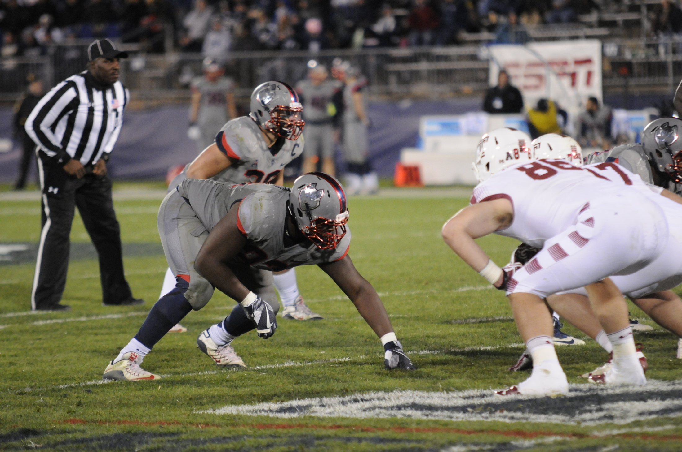The annual Blue-White scrimmage kicks off at 7 p.m. It will be the first opportunity for UConn fans to see the progress made by the team during spring workout period under returning head coach Randy Edsall. (Olivia Stenger/The Daily Campus)