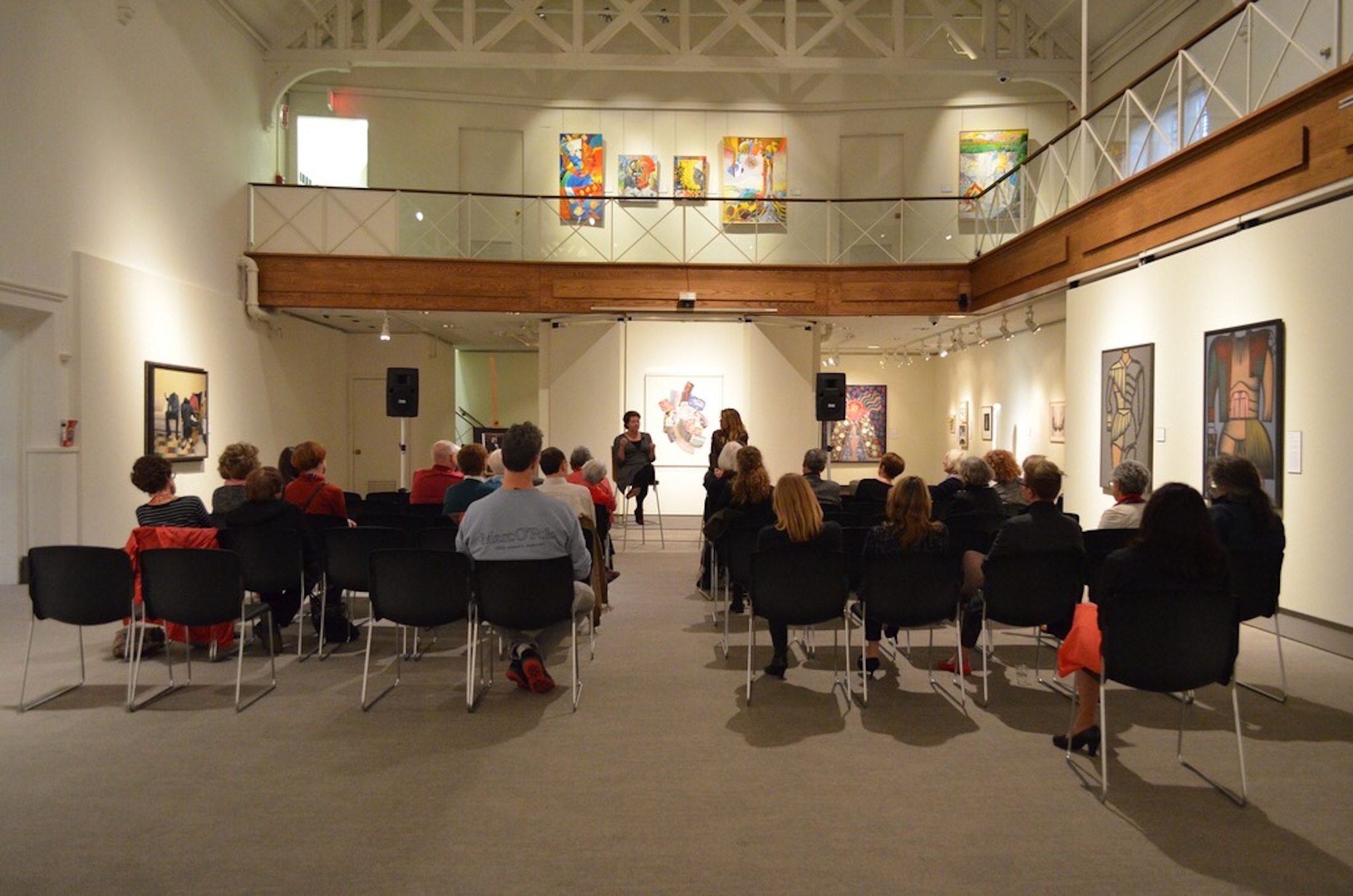 Dr. Alexis Boylan and Dr. Emily Burns hold a dialogue with members of the UConn community about Ellen Emmet Rand and other women artists of the early 20th century. Dr. Boylan is the curator of the Rand Exhibition at the Benton Museum, and Dr. Burns is an assistant professor at Auburn University's Department of Art and Art History. (Akshara Thejaswi/The Daily Campus)
