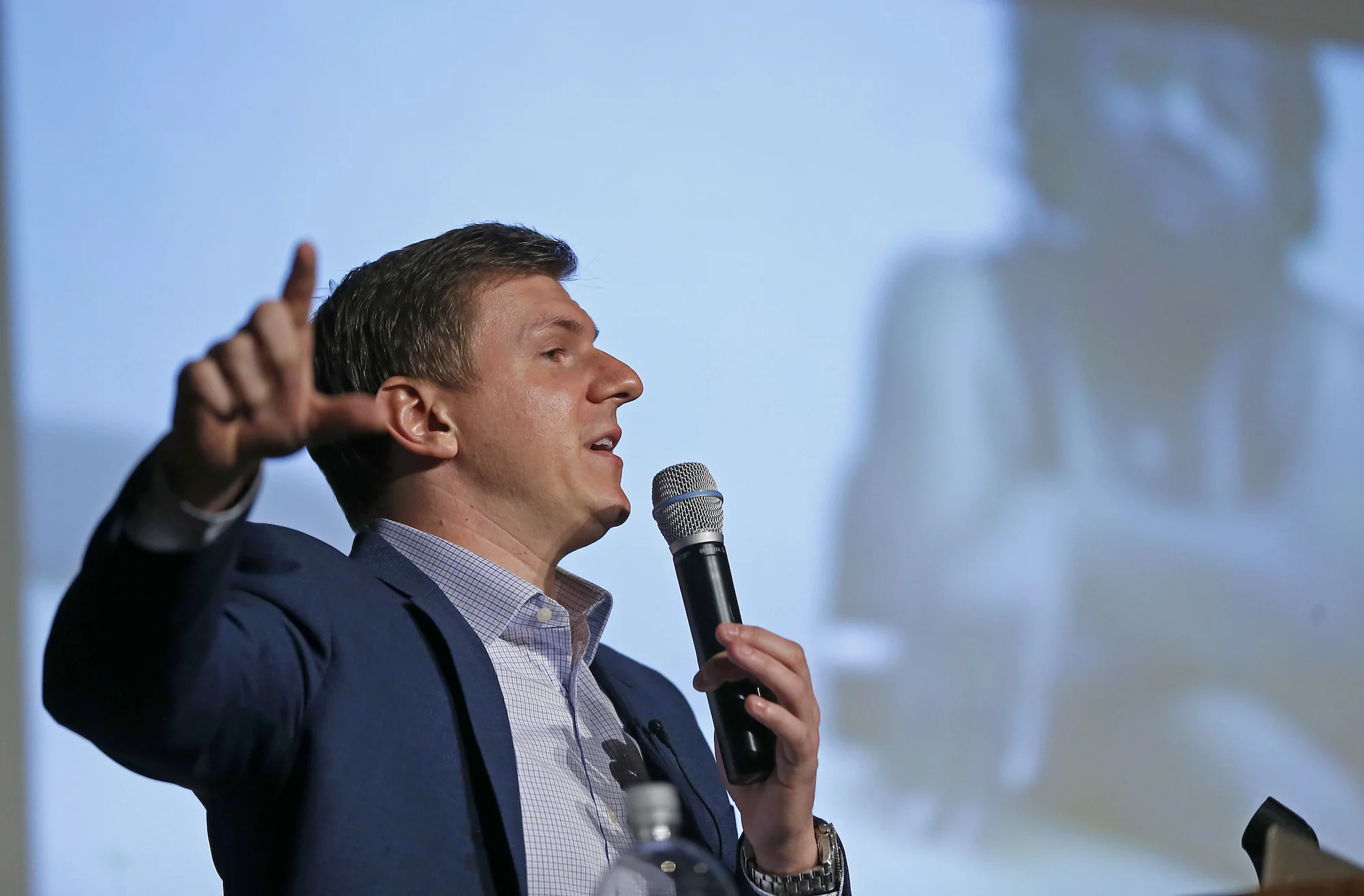 James O'Keefe, of Project Veritas, speaks at on the Southern Methodist University campus in Dallas, Wednesday, Nov. 29, 2017. (Jae S. Lee/AP)