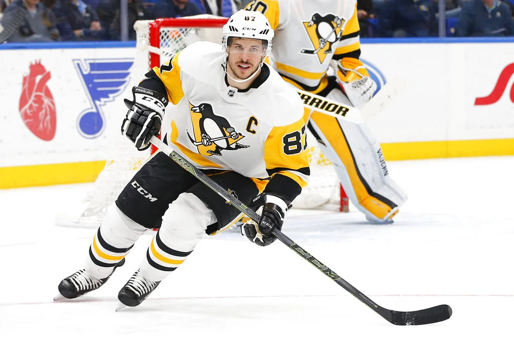 Pittsburgh Penguins' Sidney Crosby skates during the second period of an NHL hockey game against the St. Louis Blues, Sunday, Feb. 11, 2018, in St. Louis. (AP Photo/Billy Hurst)