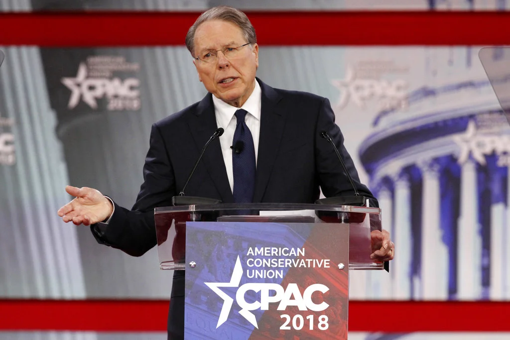 In this Thursday, Feb. 22, 2018, file photo, National Rifle Association Executive Vice President and CEO Wayne LaPierre, speaks at the Conservative Political Action Conference (CPAC), at National Harbor, Md.(AP Photo/Jacquelyn Martin, File)