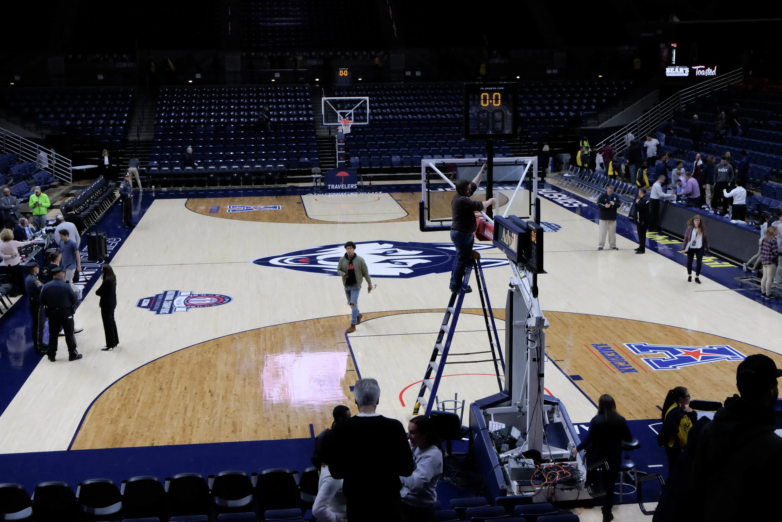 The crew operates with brutal efficiency, getting each and every part of the stadium ready for the students and fans alike.